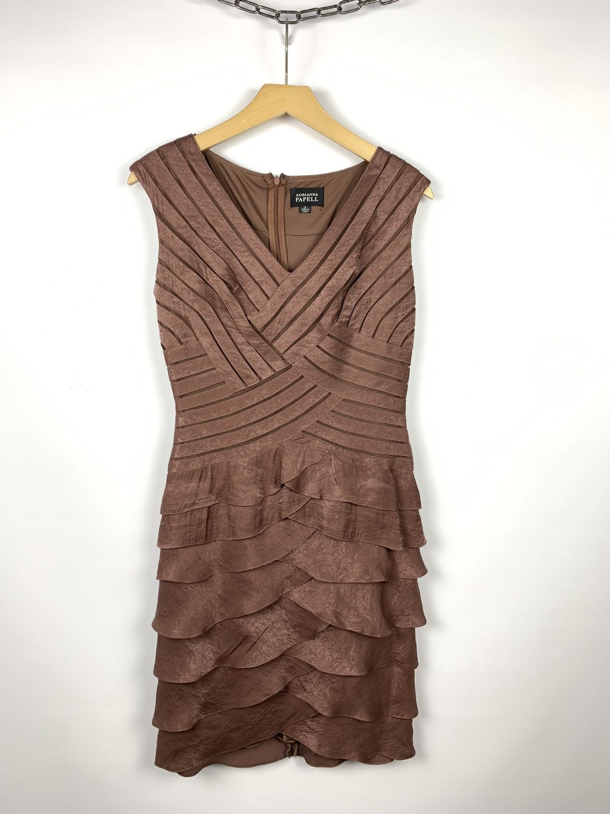 Adrianna Papell Vintage Adrianna Papell Pleated Mini Dress Size 8 Bronze Size M / US 6-8 / IT 42-44 - 1 Thumbnail