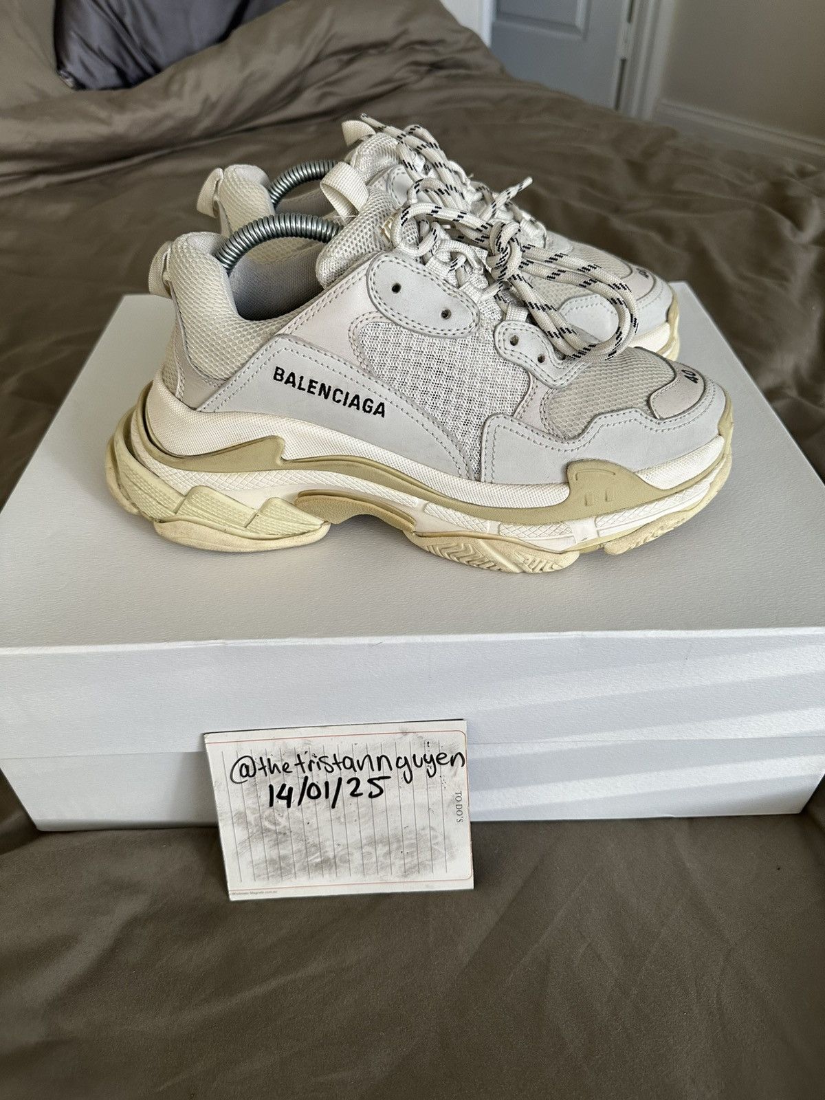 Balenciaga Triple S Low-Top Sneakers (white/beige) Size US 7 / EU 40 - 1 Thumbnail