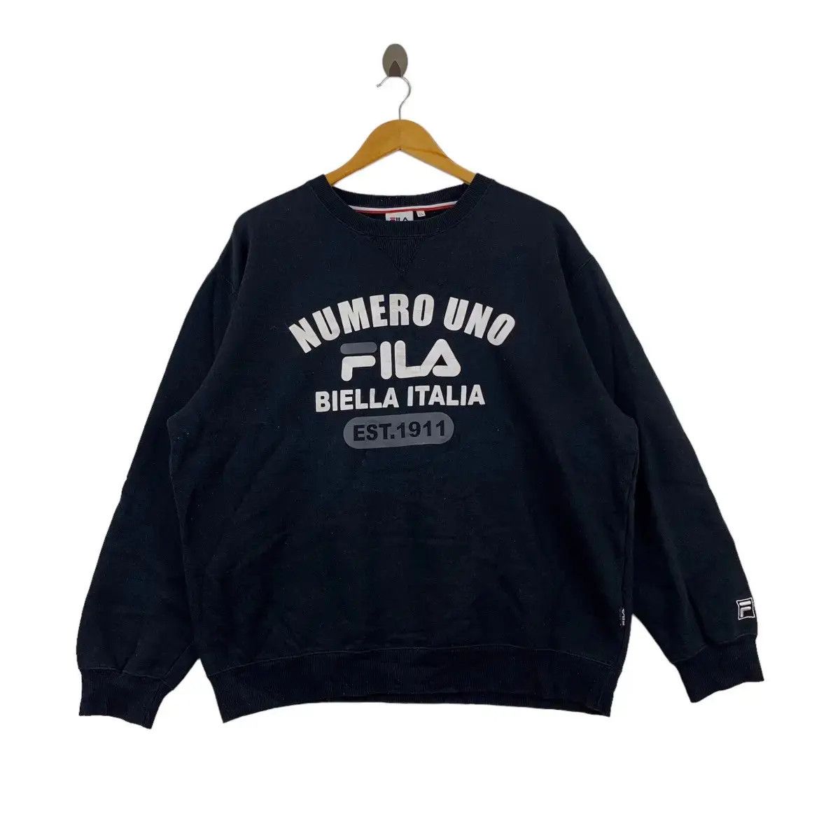 Fila × Vintage Vintage FILA NUMERO UNO Biella Italia Embossed Sweatshirt Size L / US 10 / IT 46 - 1 Thumbnail