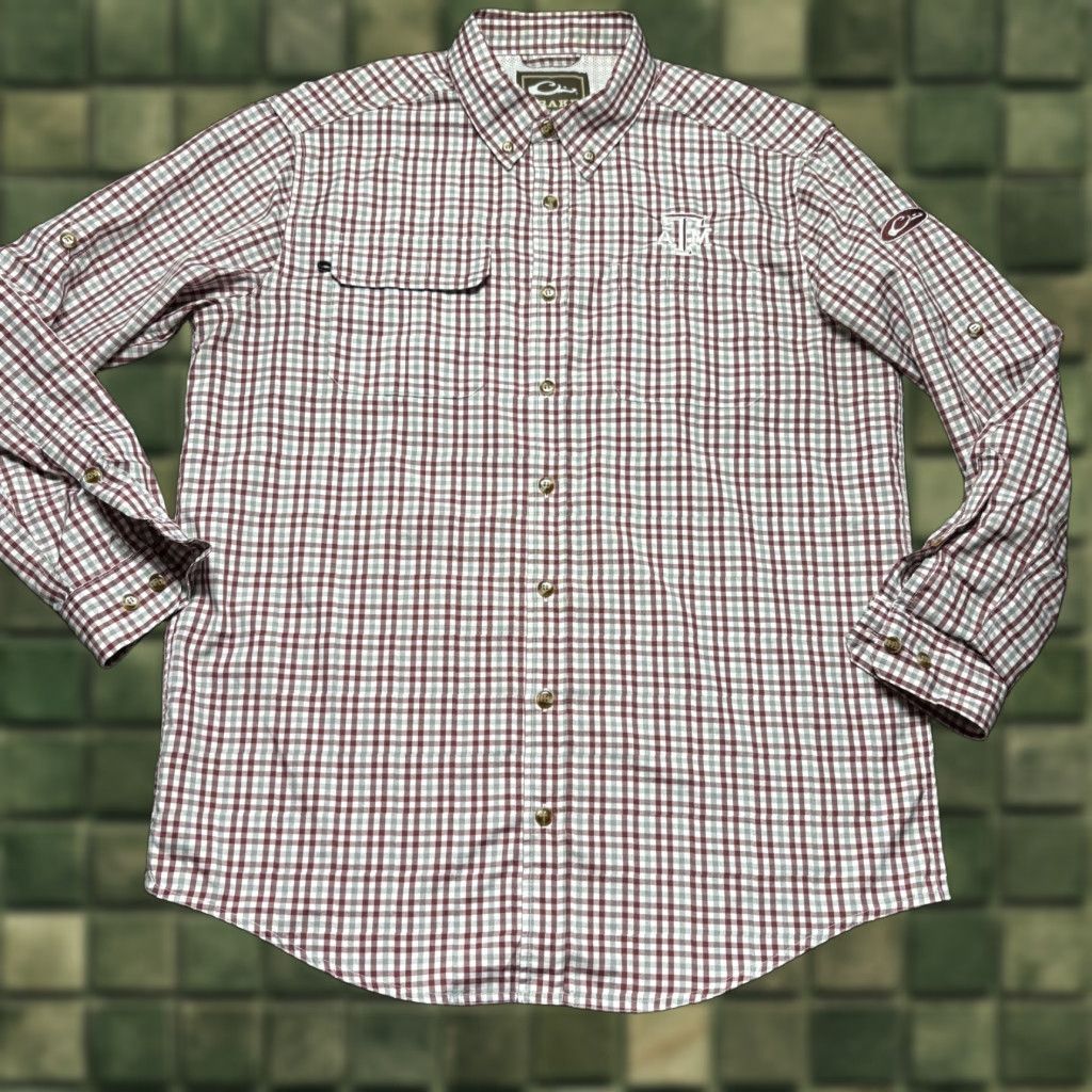 Vintage Drake A&M Vented Shirt Mens Small Aggies Button Down Maroon & White Check Size US S / EU 44-46 / 1 - 1 Thumbnail