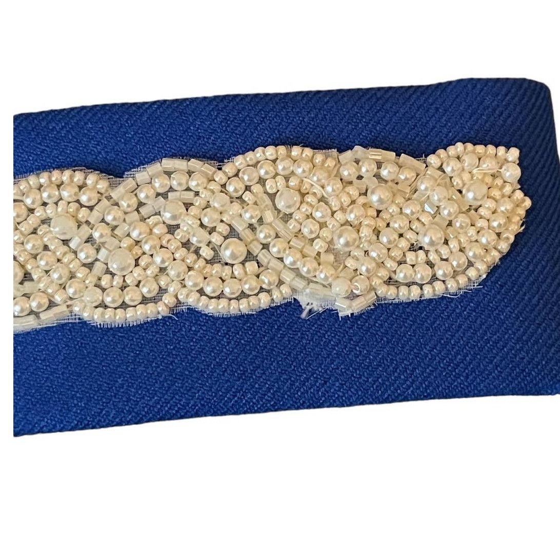 Other Handmade Blue canvas fabric pearl bridal belt Size ONE SIZE - 6 Thumbnail