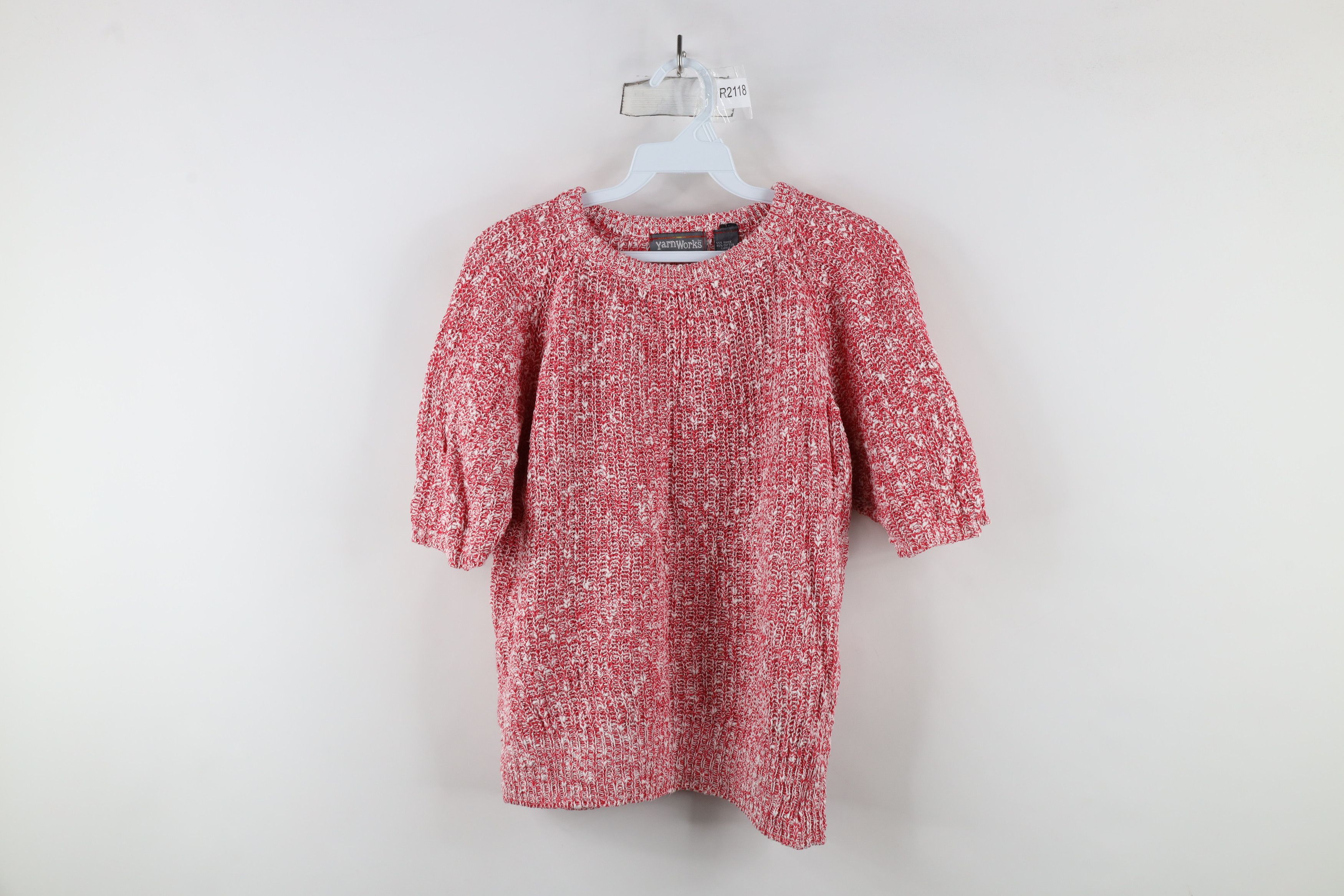 Vintage Vintage 90s Streetwear Ribbed Knit Short Sleeve Sweater Red Size L / US 10 / IT 46 - 1 Thumbnail