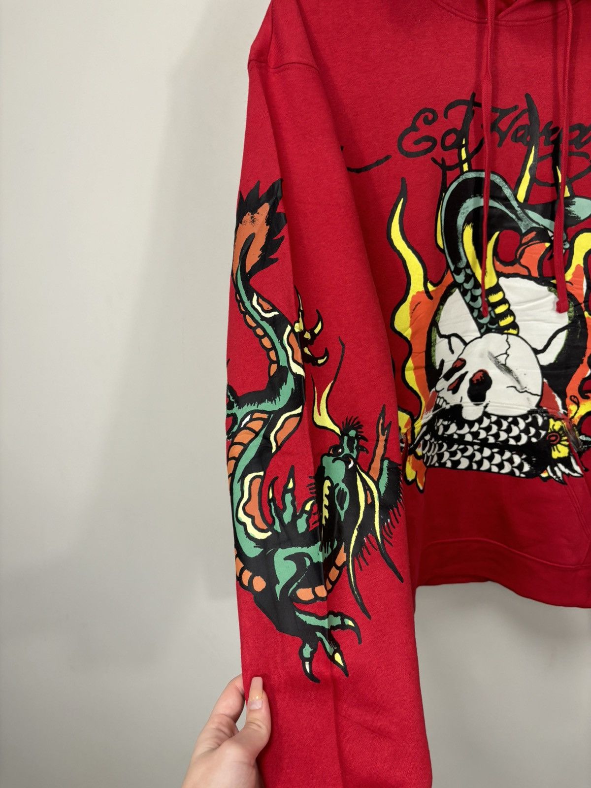 Christian Audigier Ed Hardy Skull In Fire Big Logo Y2K Hype NEW Red Hoodie Size US L / EU 52-54 / 3 - 8 Thumbnail