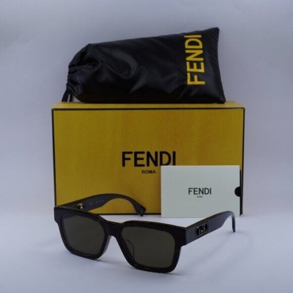Fendi Fendi FE40107F 52E Sunglasses Dark Havana Square Frame, Brow Size ONE SIZE - 10 Thumbnail