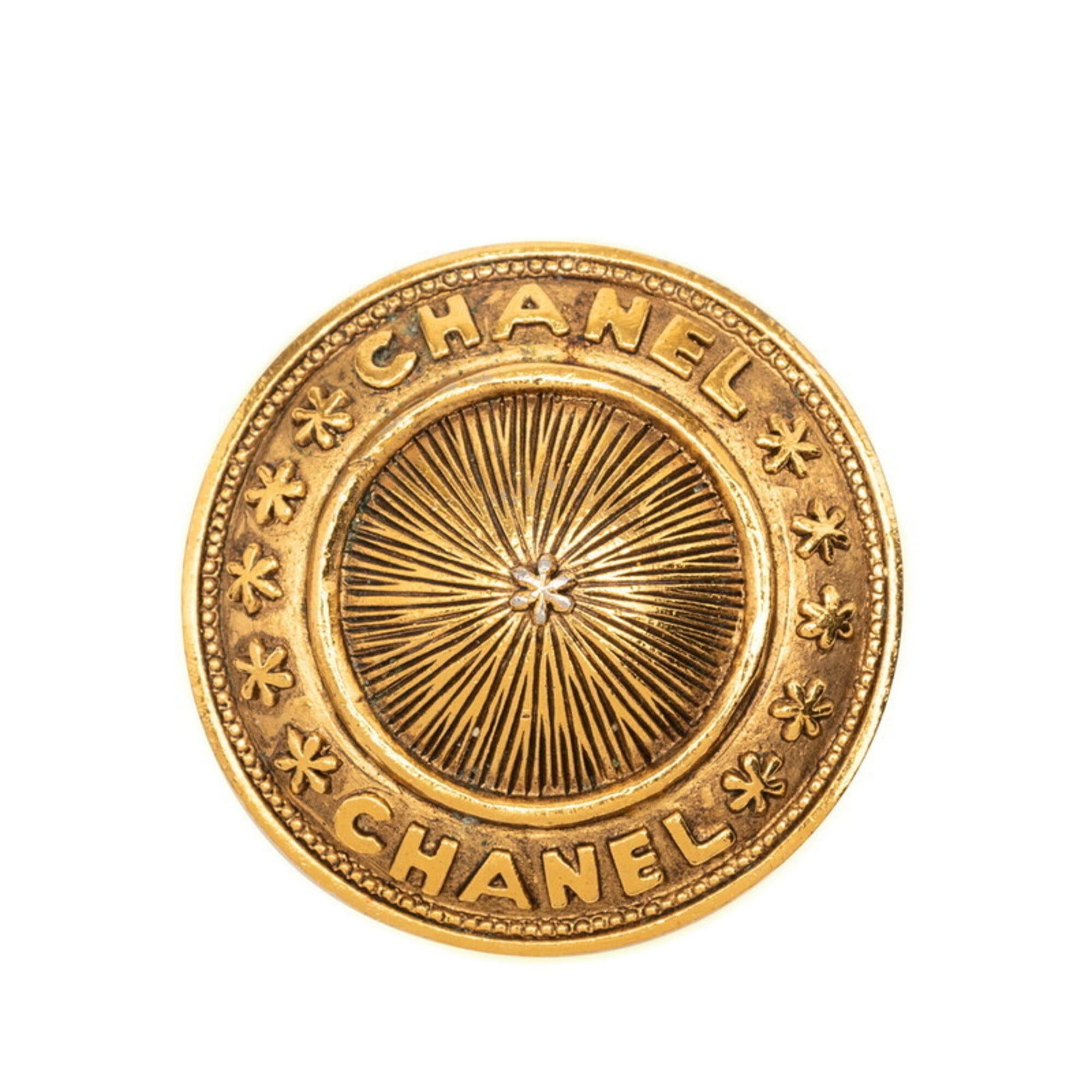 Chanel Chanel Logo Vintage Round Brooch Gold Plated Women's CHANEL Size ONE SIZE - 1 Thumbnail