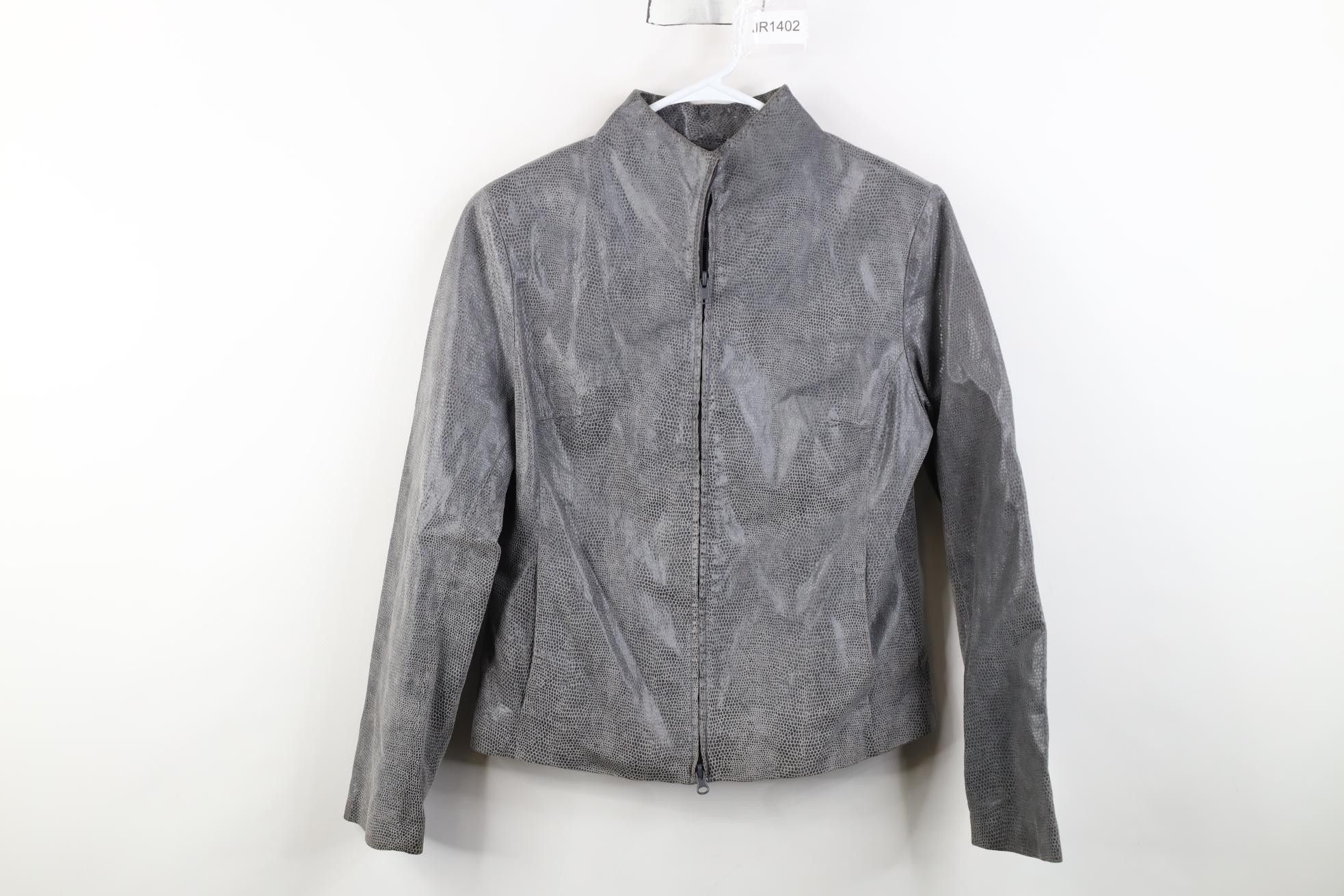Express Vintage Y2K Express Leather Full Zip Bomber Jacket Gray Size L / US 10 / IT 46 - 1 Thumbnail