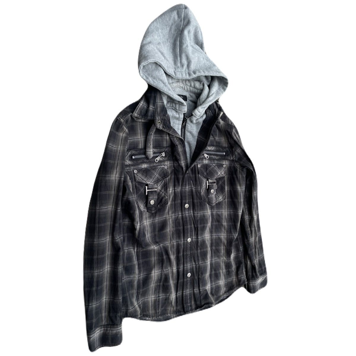If Six Was Nine 2000s Japanese archive Vkei Docking Hooded Zip Gimmic Shirts Size US S / EU 44-46 / 1 - 3 Thumbnail