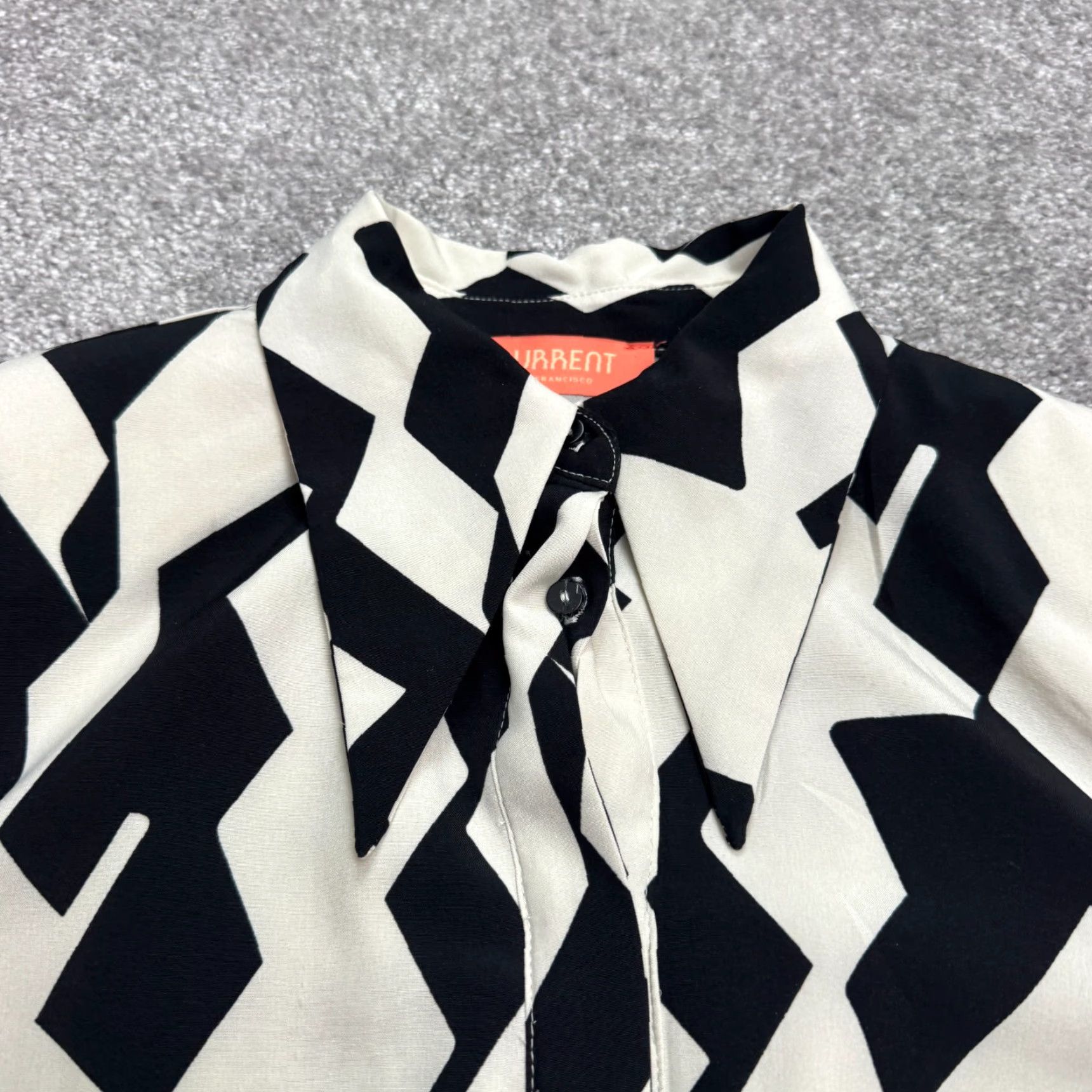 Vintage Current San Francisco Shirt Dress Geometric Midi Womens Small Black White Padded Size S / US 4 / IT 40 - 4 Thumbnail