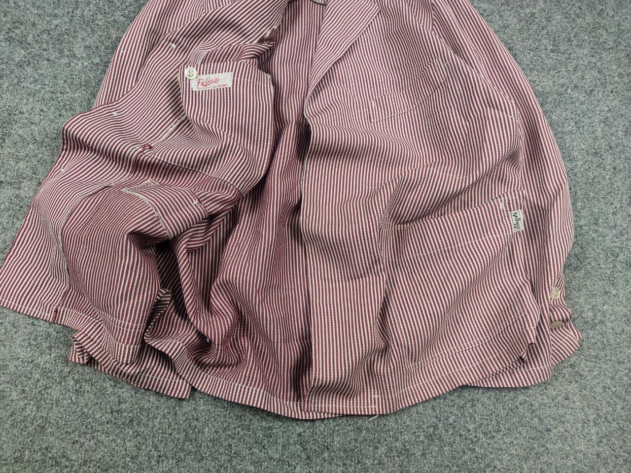 Vintage Vintage 70's Febvay Thin red stripe French Work Jacket Size US L / EU 52-54 / 3 - 5 Thumbnail