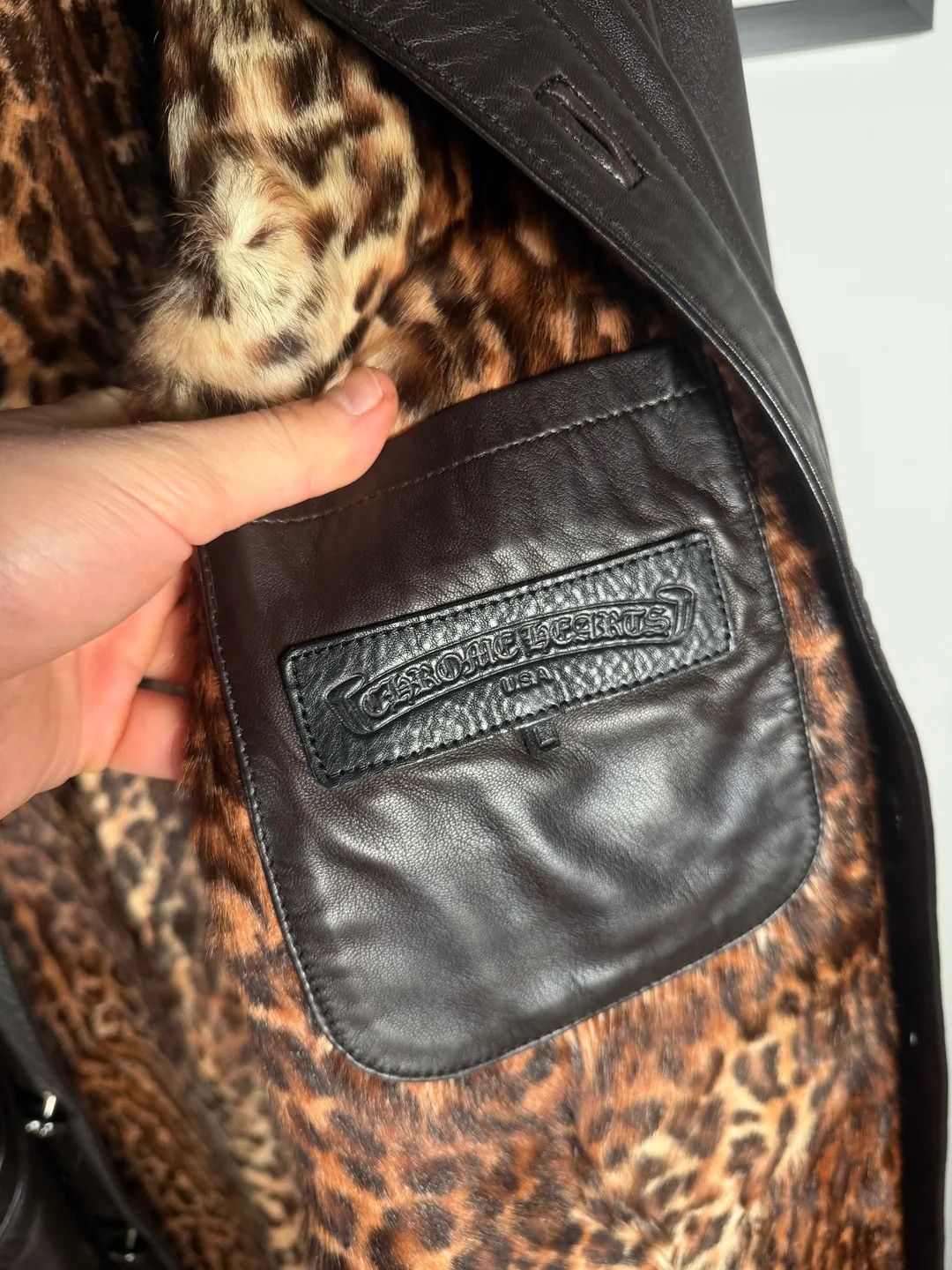 Chrome Hearts 🚭 ULTIMATE CHROME GRAIL🚭90s 100% RABBIT FUR LEOPARD LEATHER Size US L / EU 52-54 / 3 - 10 Thumbnail