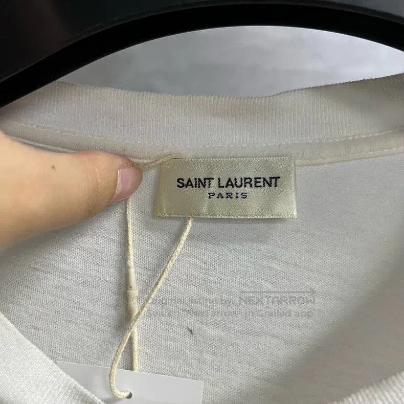 Saint Laurent Paris Saint Laurent Paris White Solid Color Crew Neck Short Slee Size US XS / EU 42 / 0 - 2 Thumbnail