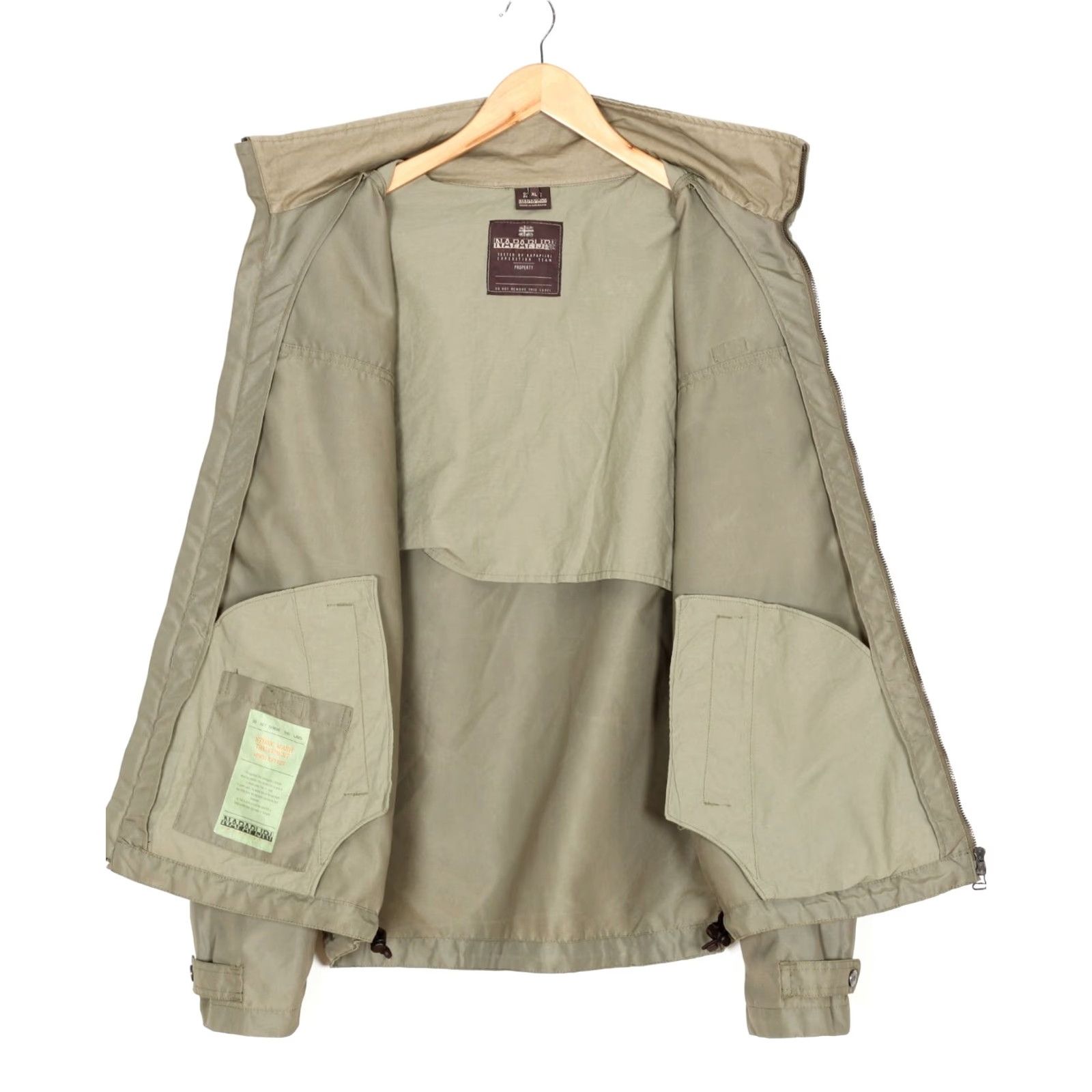 Napapijri NAPAPIJRI Jacket Men XL Khaki Stone Wash Treatment Used Effect Full Zip Canvas Pocket Logo Casual Modern 90s? Size US XL / EU 56 / 4 - 4 Thumbnail