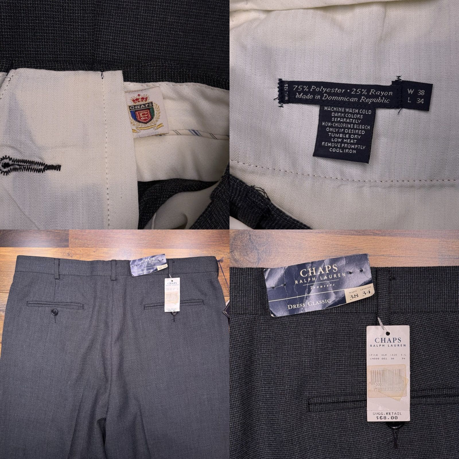 Ralph Lauren VINTAGE Chaps Ralph Lauren Pants Trousers Mens 38x34 Gray Pleated Cuffed New Dress Pants Classic Vertical Straight Size US 38 / EU 54 - 8 Thumbnail