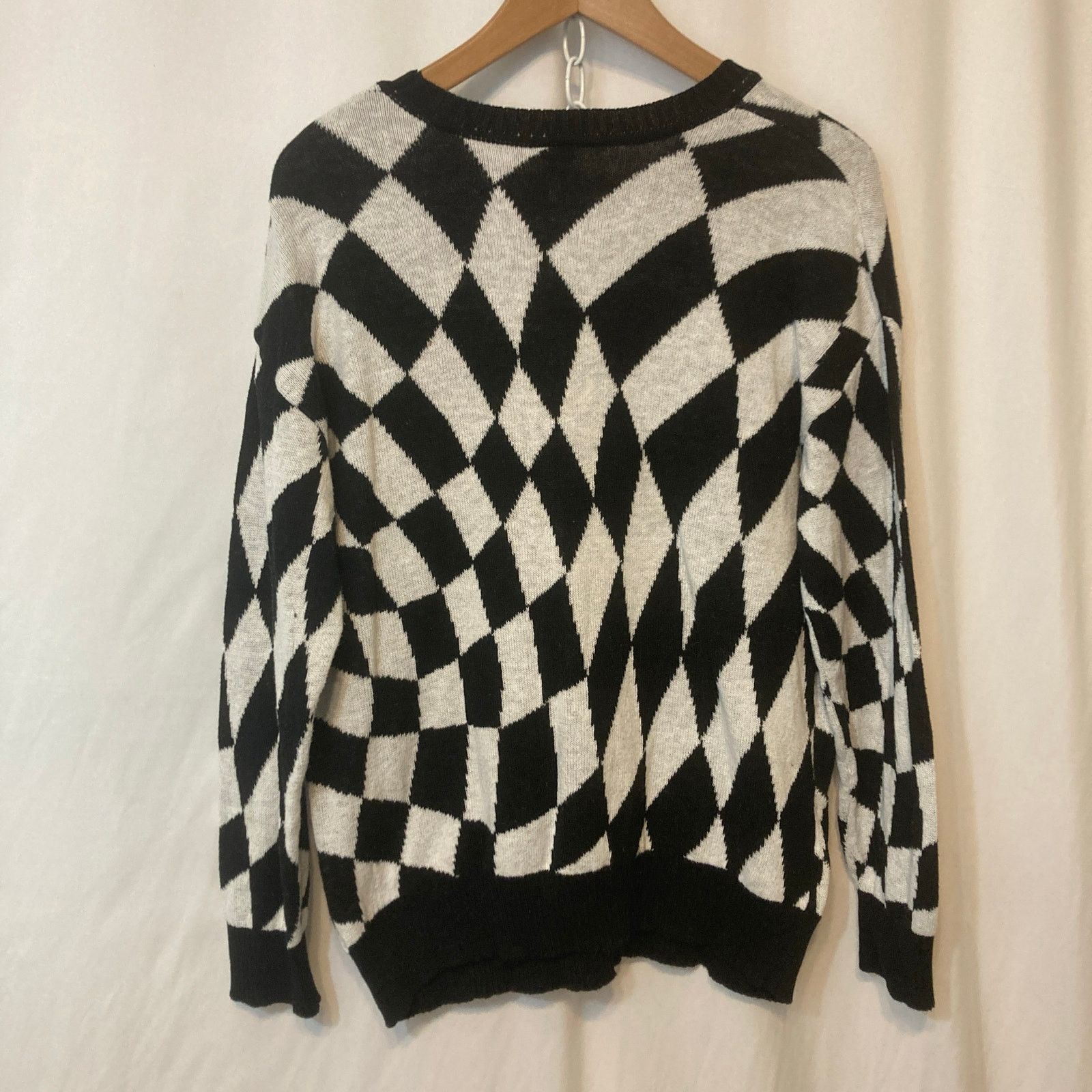 Disney Disney Mickey Mouse Black White Checkerboard Knit Sweater Size L / US 10 / IT 46 - 6 Thumbnail