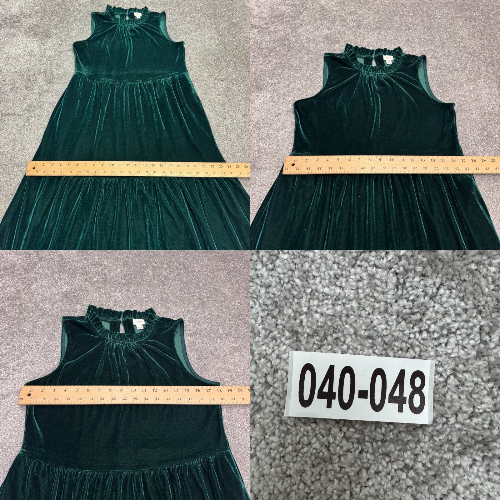 J.Crew J.Crew Factory Velvet Sleeveless Tiered Midi Dress Women 8 Green Ruffle Neck NWT Size M / US 6-8 / IT 42-44 - 9 Thumbnail