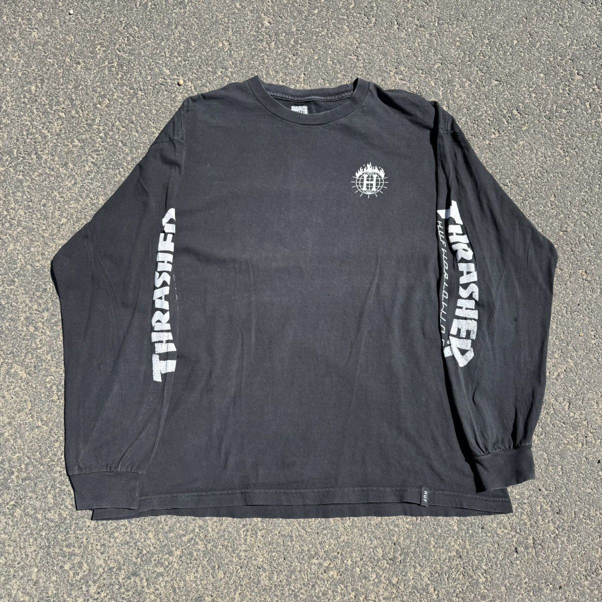 Huf × Thrasher HUF x Thrasher Washed Thrashed Longsleeve Tshirt Skate Size US XL / EU 56 / 4 - 5 Thumbnail