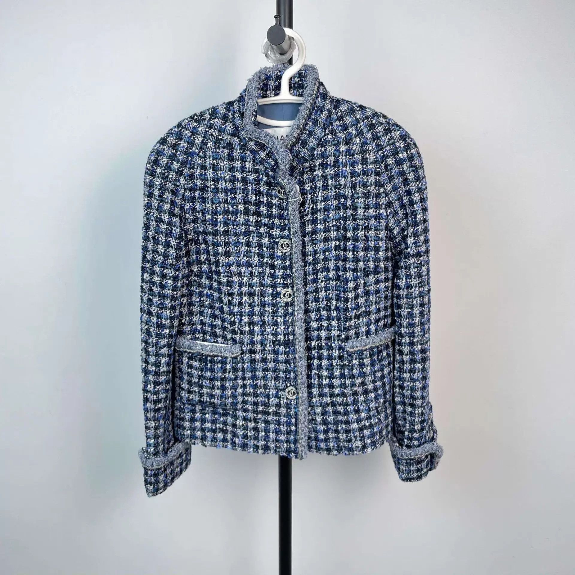 Chanel 95 New Chanel knit high neck jacket women's 34 blue Size XS / US 0-2 / IT 36-38 - 1 Thumbnail