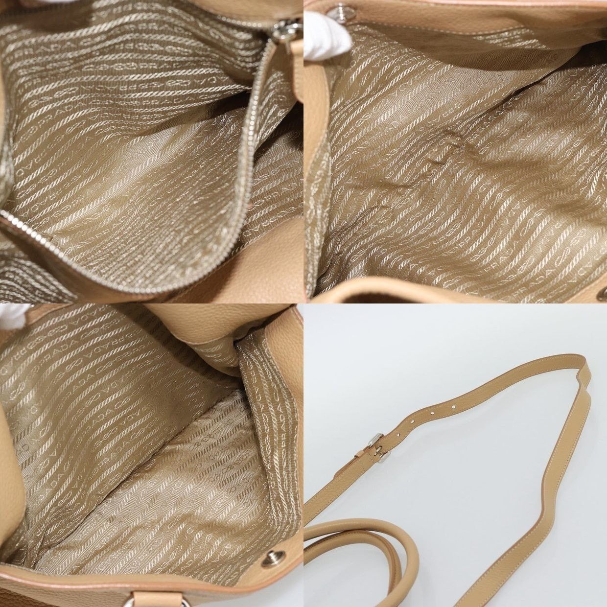 Prada Prada Vitello Handbag Beige Size ONE SIZE - 15 Thumbnail