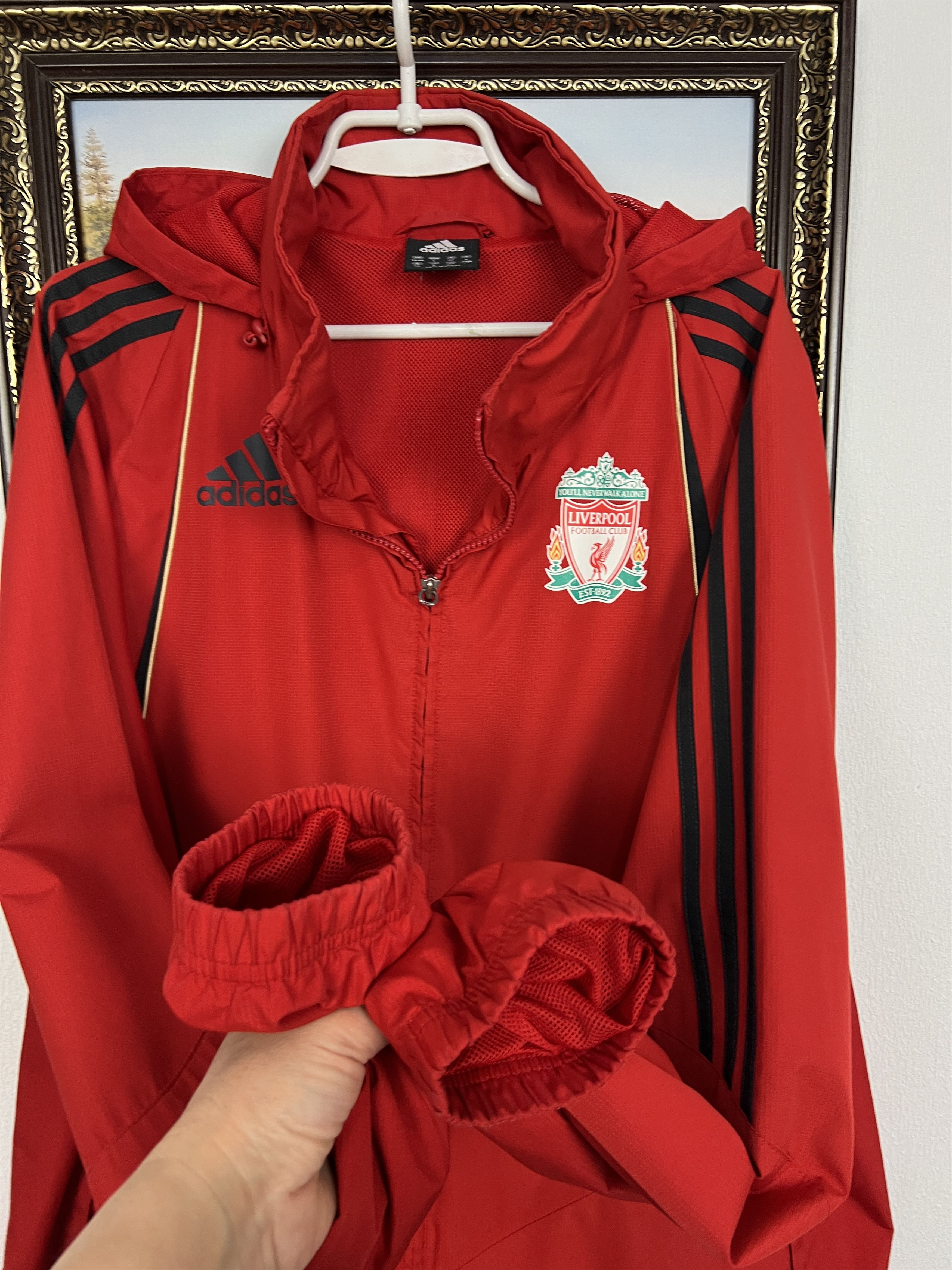 Adidas Vintage Liverpool Football Hooded Jacket Track Top Zip Size US L / EU 52-54 / 3 - 6 Thumbnail