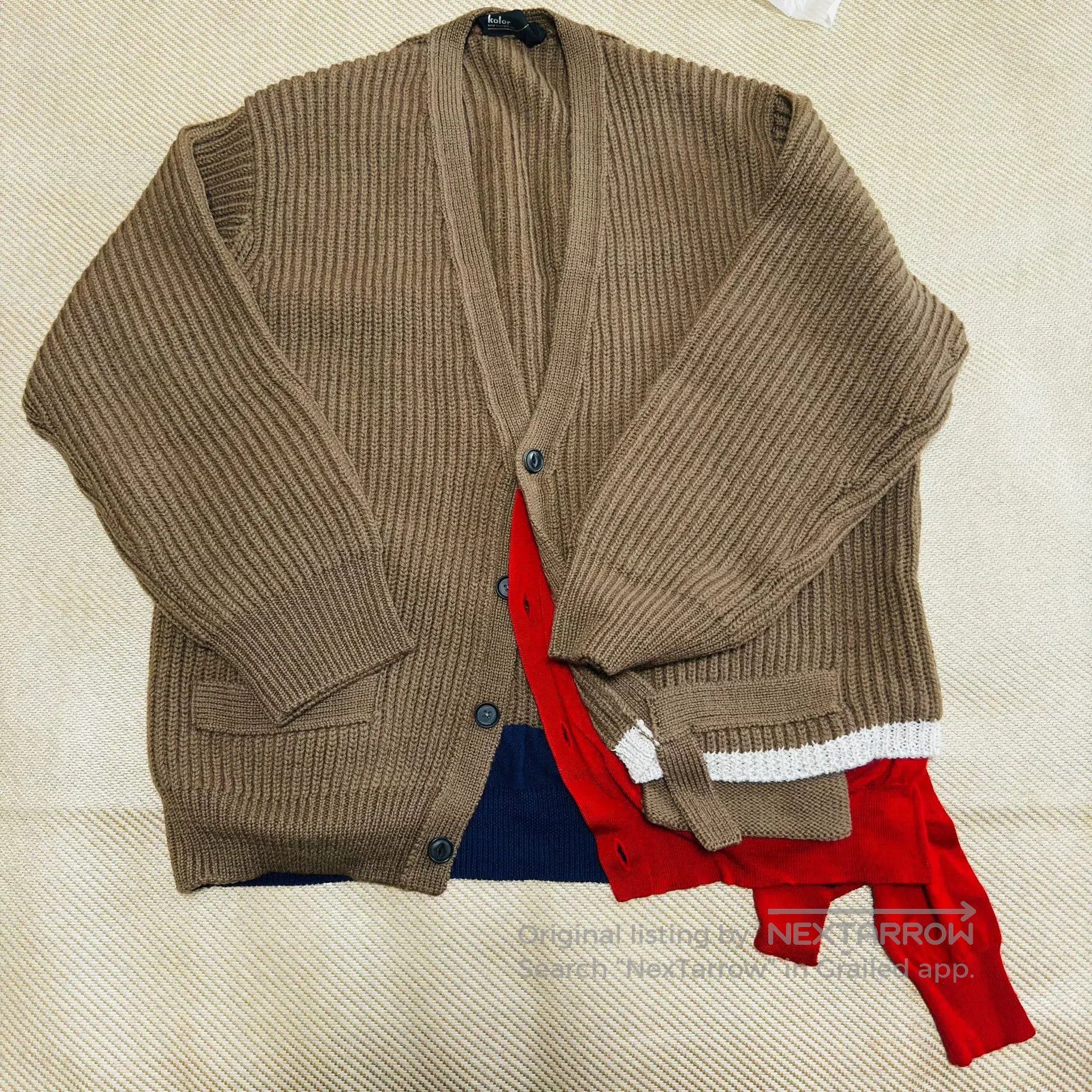 Kolor Kolor Asymmetrical Brown Knit Cardigan. Size US S / EU 44-46 / 1 - 1 Thumbnail