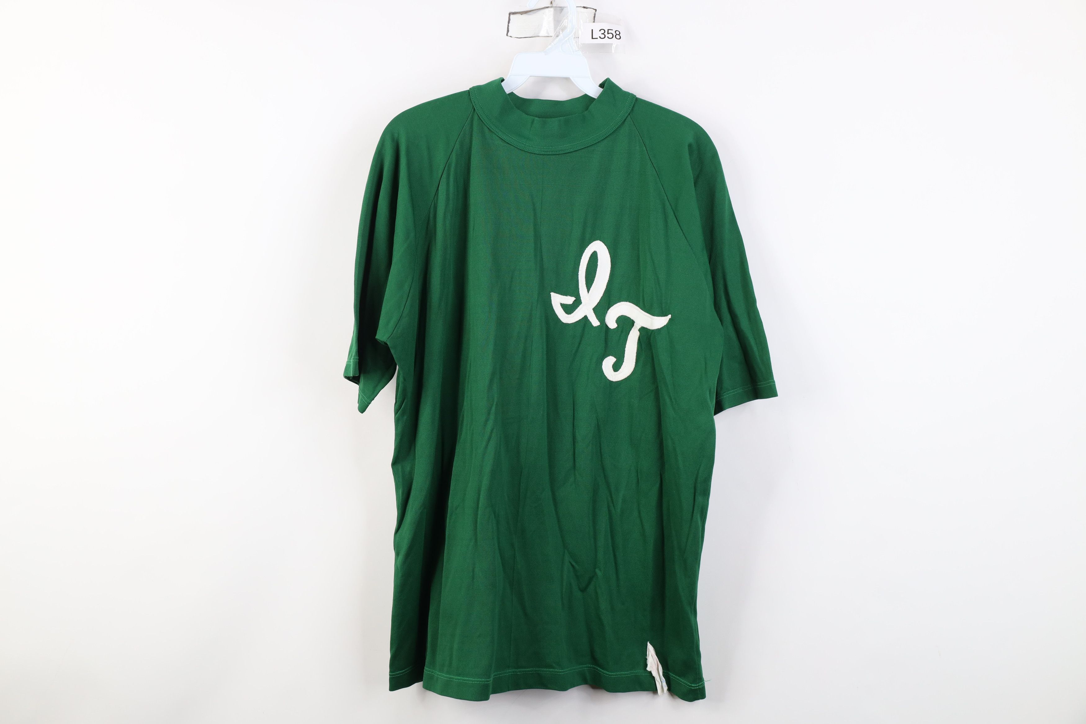 Vintage 50s 60s Streetwear Mock Neck Jersey T-Shirt USA