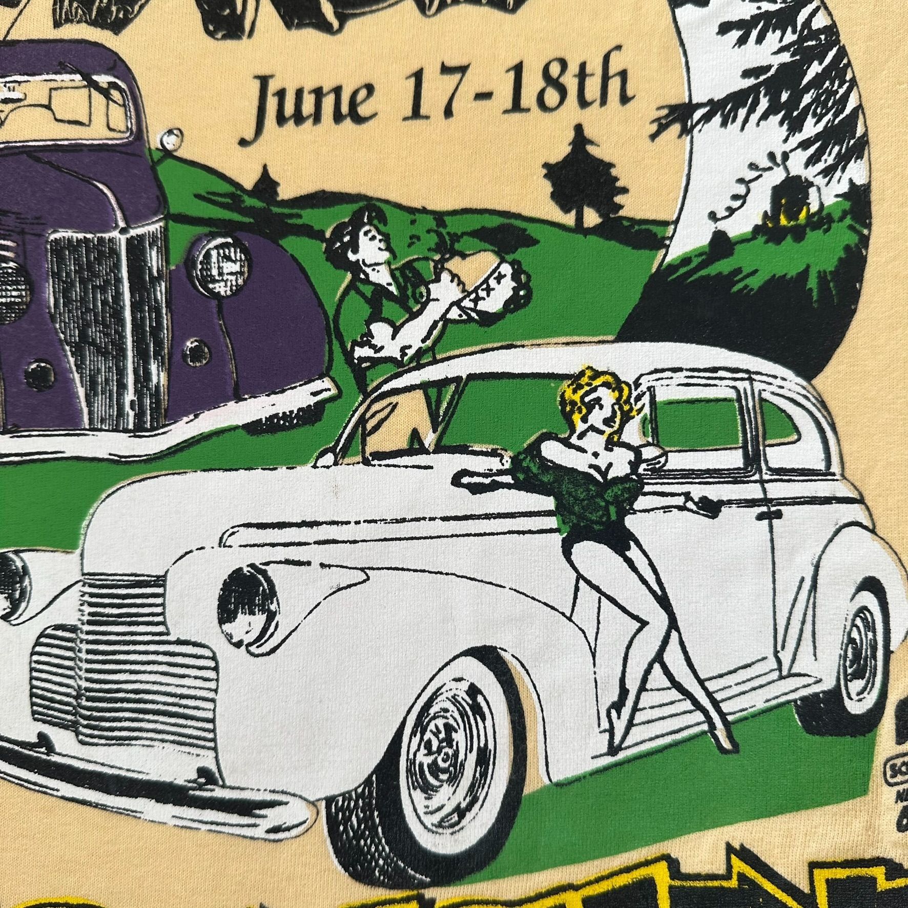Vintage Vintage Y2K Moonshine Rod Run Car Show T-Shirt Yellow M Retr Size US M / EU 48-50 / 2 - 3 Thumbnail