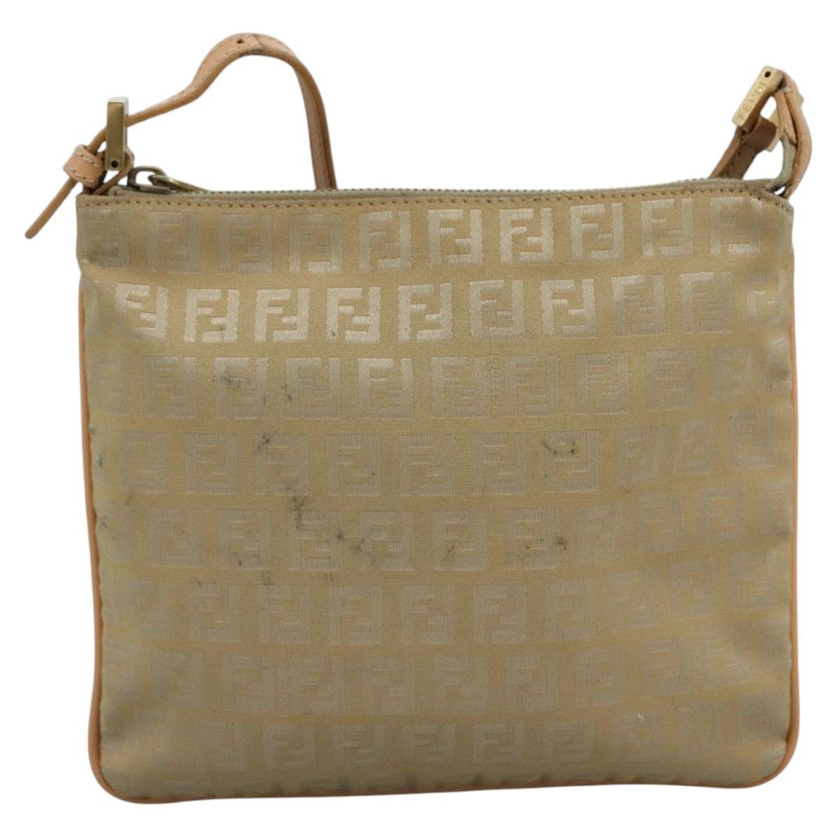 Fendi FENDI Zucchino Canvas Shoulder Bag Beige Gold Size ONE SIZE - 2 Thumbnail