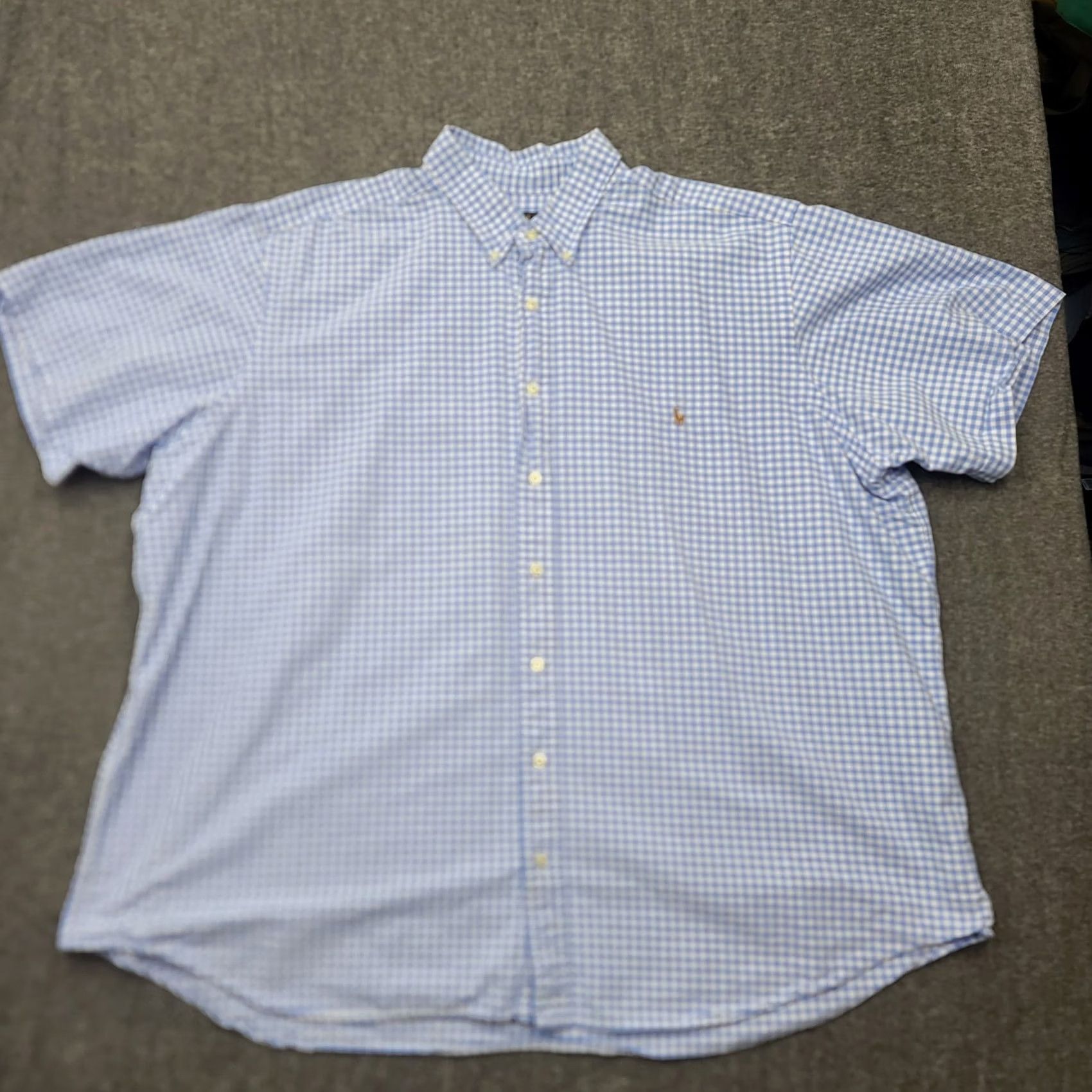 Polo Ralph Lauren VINTAGE Polo Ralph Lauren Shirt Big 3X Mens Blue Gingham Check Short Sleeve Button-Up Cotton Oxford Pony Logo Classic, Preppy, 90s Style Gender Mens Size US XXL / EU 58 / 5 - 2 Thumbnail