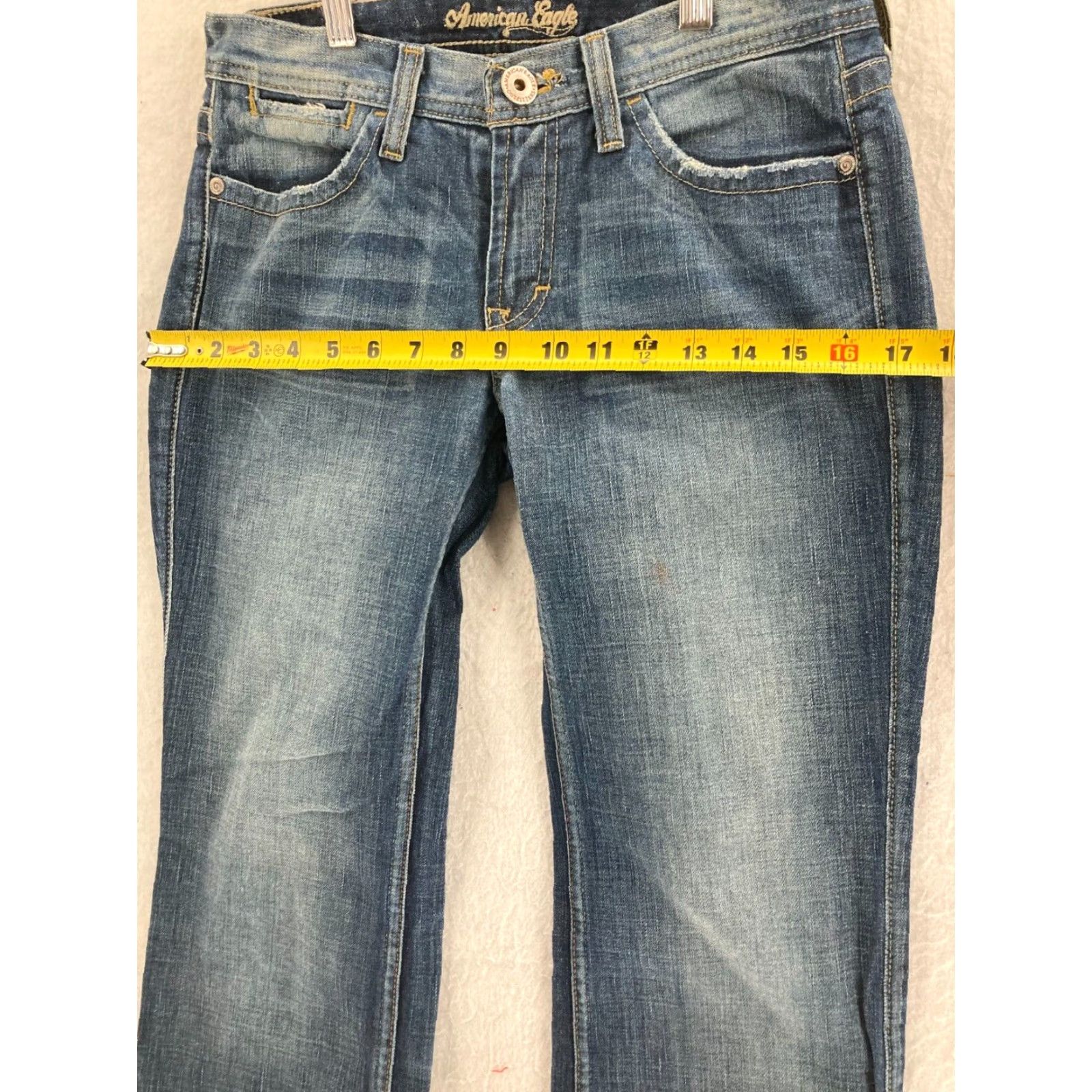 American Eagle Outfitters American Eagle Women’s Jeans Size 2 Blue Light Wash Bootcut Low Rise Hipster Cotton Denim Size 26" / US 2 / IT 38 - 3 Thumbnail