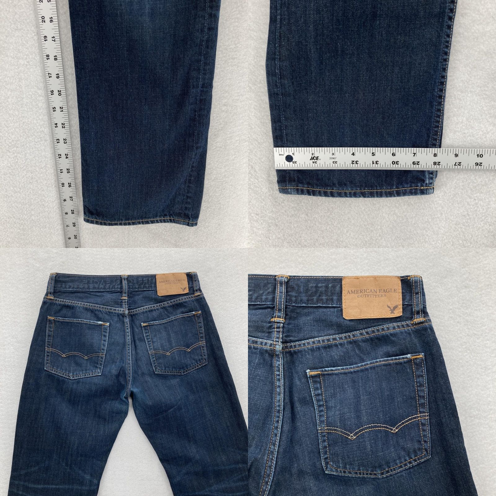 American Eagle Outfitters AMERICAN EAGLE Jeans Men 29x30 Blue Dark Wash Original Straight Leg Size US 29 - 8 Thumbnail