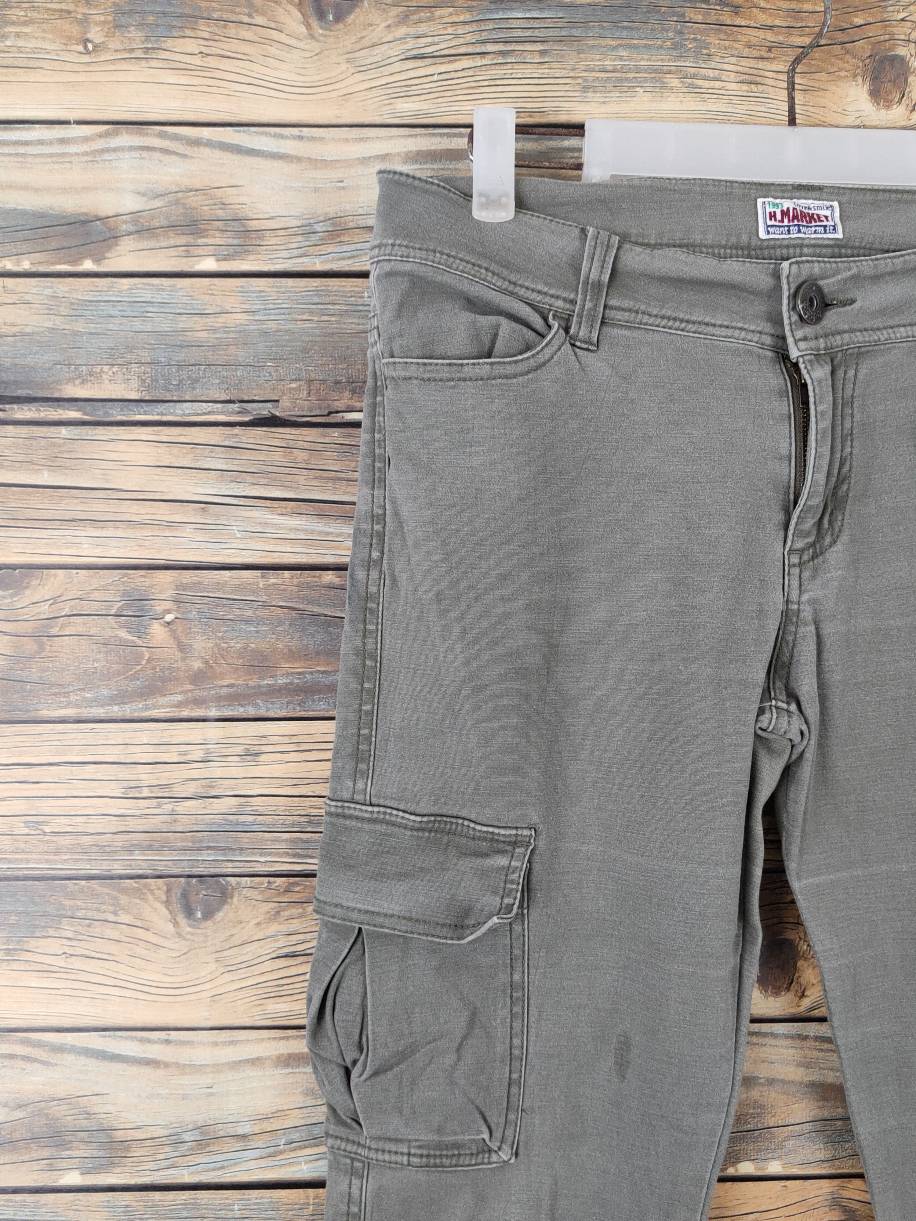 Japanese Brand H.Market Green Faded Multipocket Tactical Cargo Pants #W1912 Size US 32 / EU 48 - 3 Thumbnail