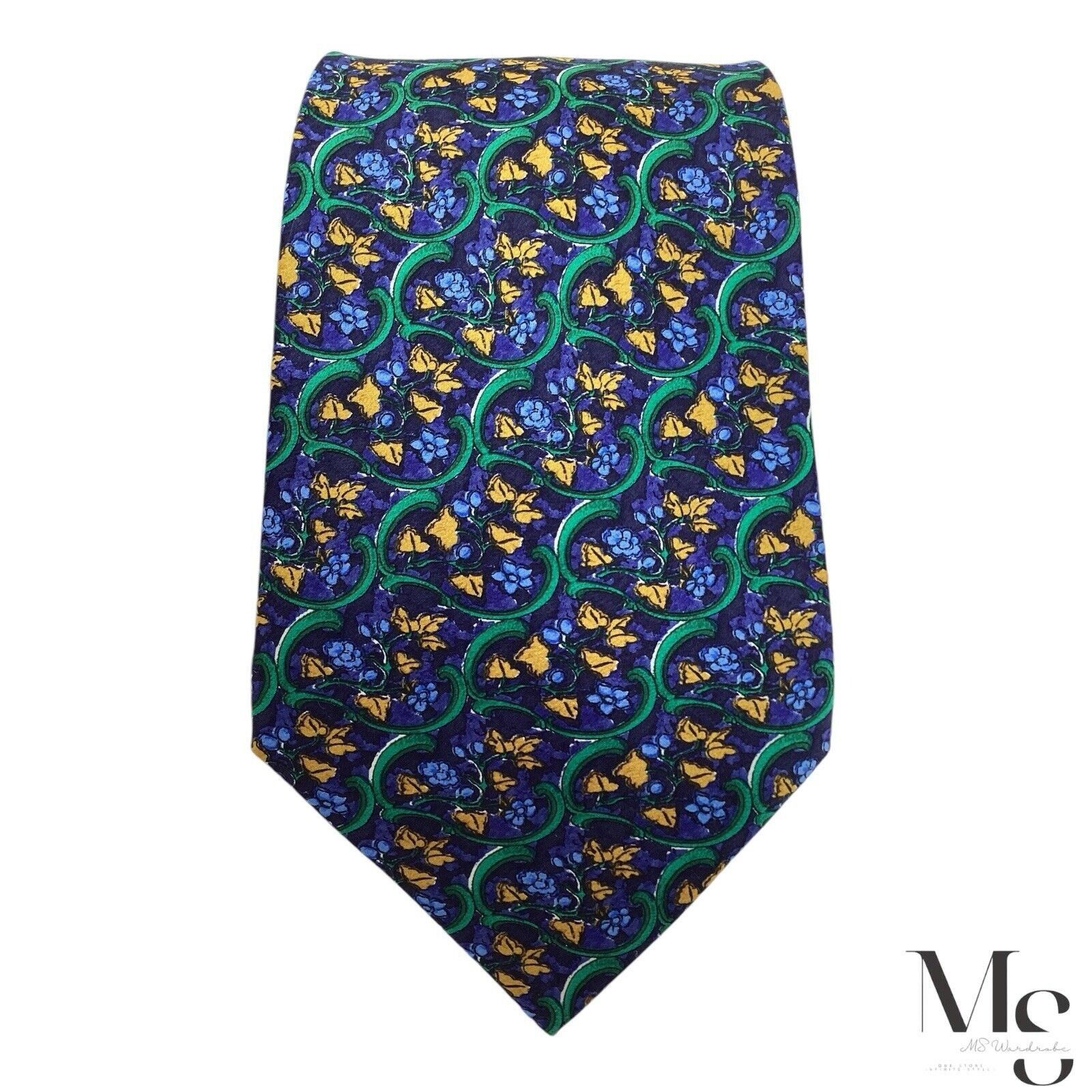 Lanvin LANVIN PARIS Blue Floral Luxury Designer Silk Tie France W: Size ONE SIZE - 3 Thumbnail