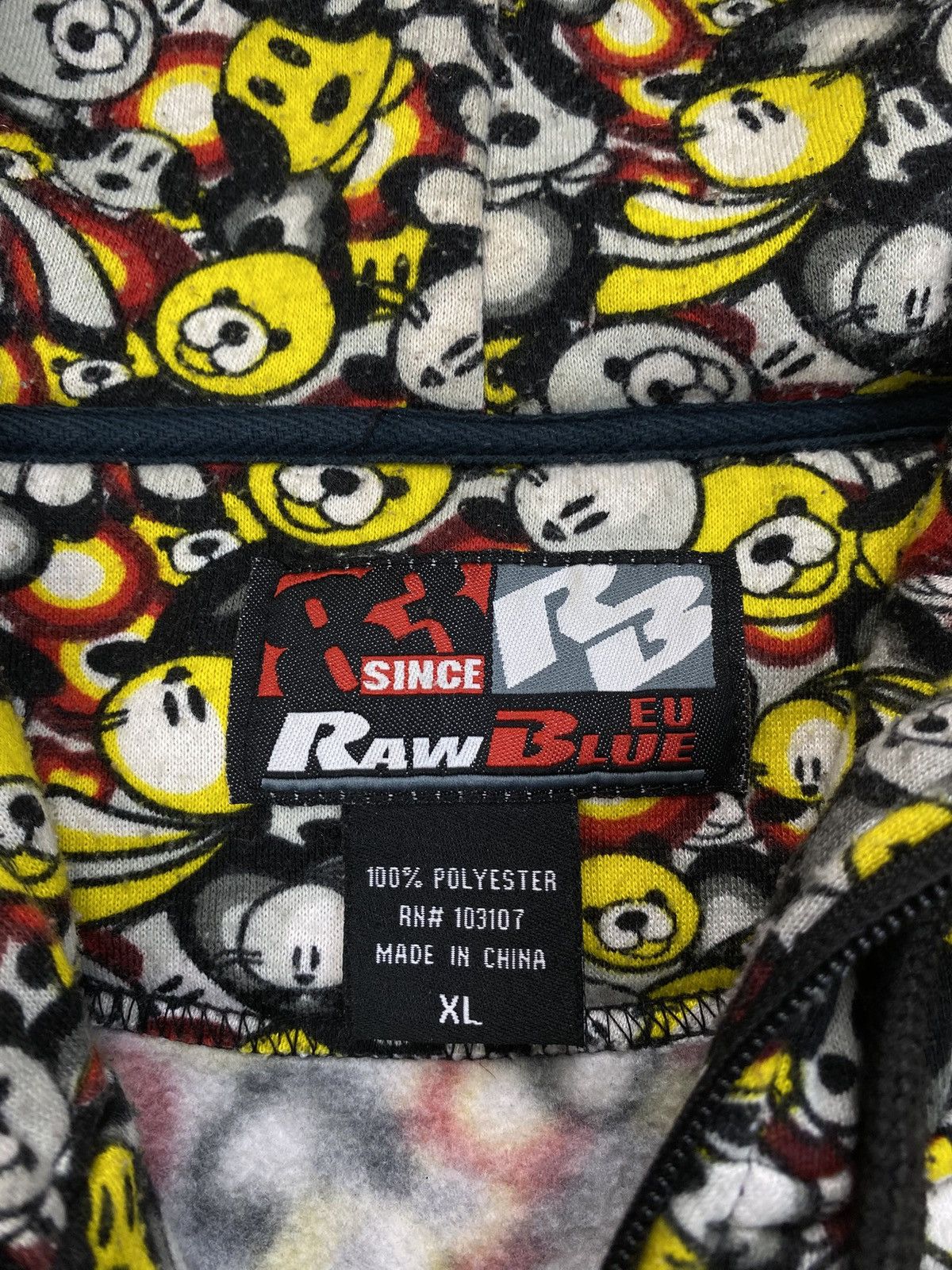 Japanese Brand × Vintage Crazy Hoodie Raw Blue over Print Y2K uda boxy Size US XL / EU 56 / 4 - 9 Thumbnail