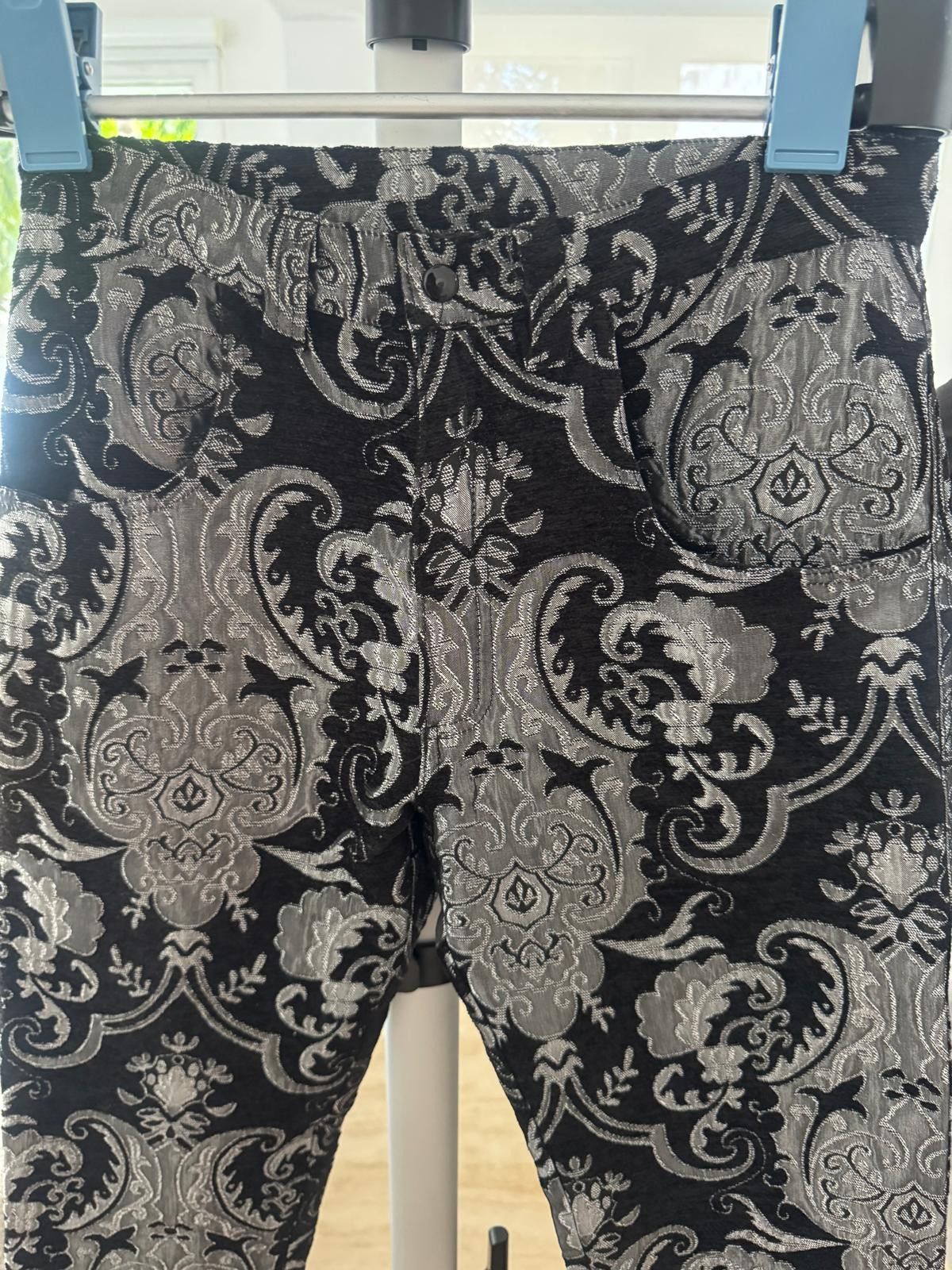Other Shrine Hollywood Black & Silver Baroque Jacquard Pants Size US 30 / EU 46 - 1 Thumbnail