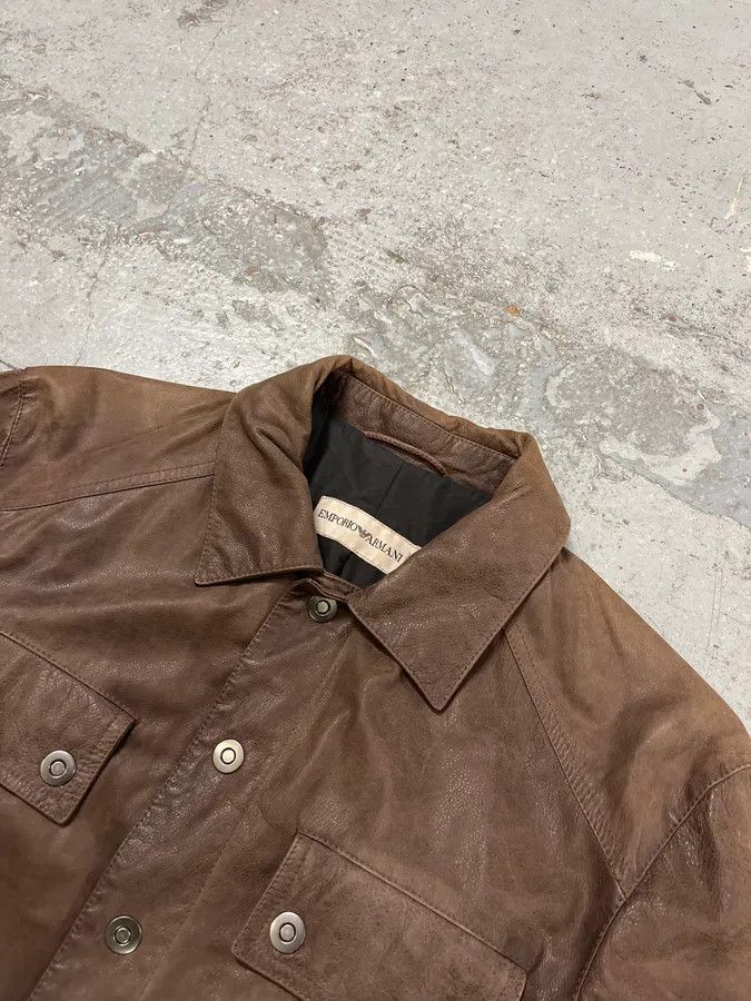 Emporio Armani SS2003 Emporio Armani Brown Leather Buttoned Jacket Size US M / EU 48-50 / 2 - 6 Thumbnail