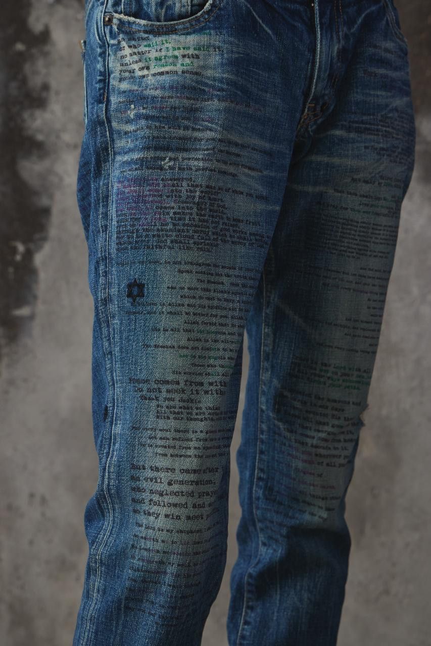 Prps PRPS "Purple Goods" Text Printed Distressed Jeans Size US 30 / EU 46 - 5 Thumbnail