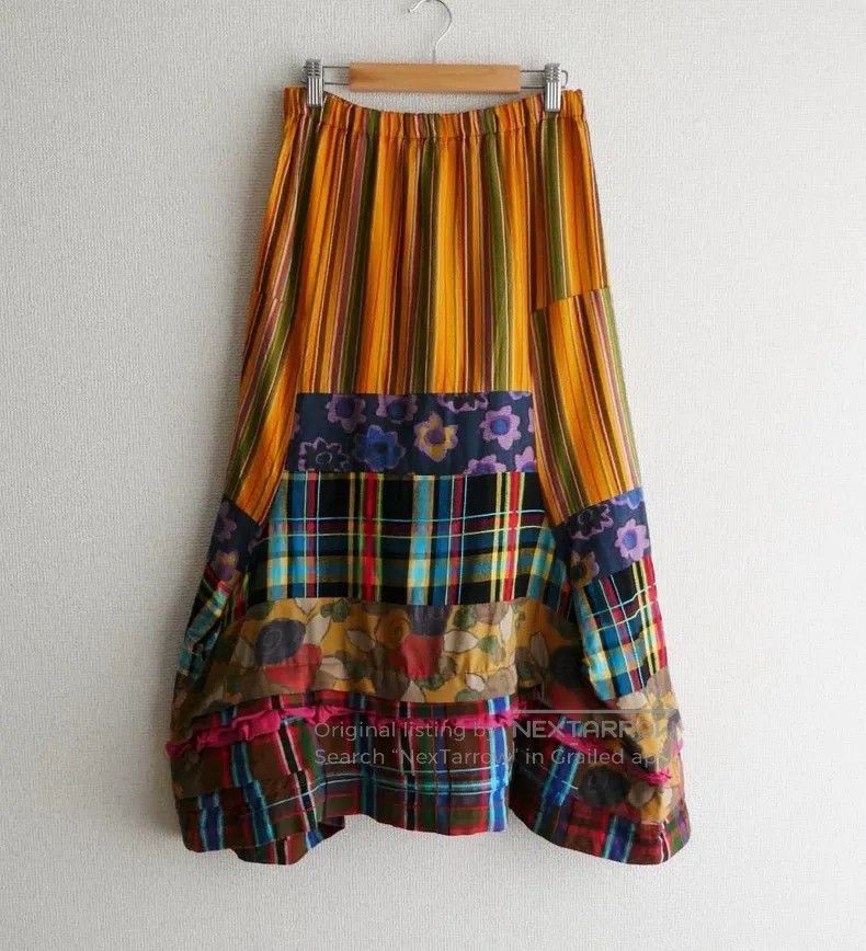 Comme des Garcons Comme Des Garcons size F Floral Plaid Mixed Material Skirt Size 24" / US 00 / IT 34 - 1 Thumbnail