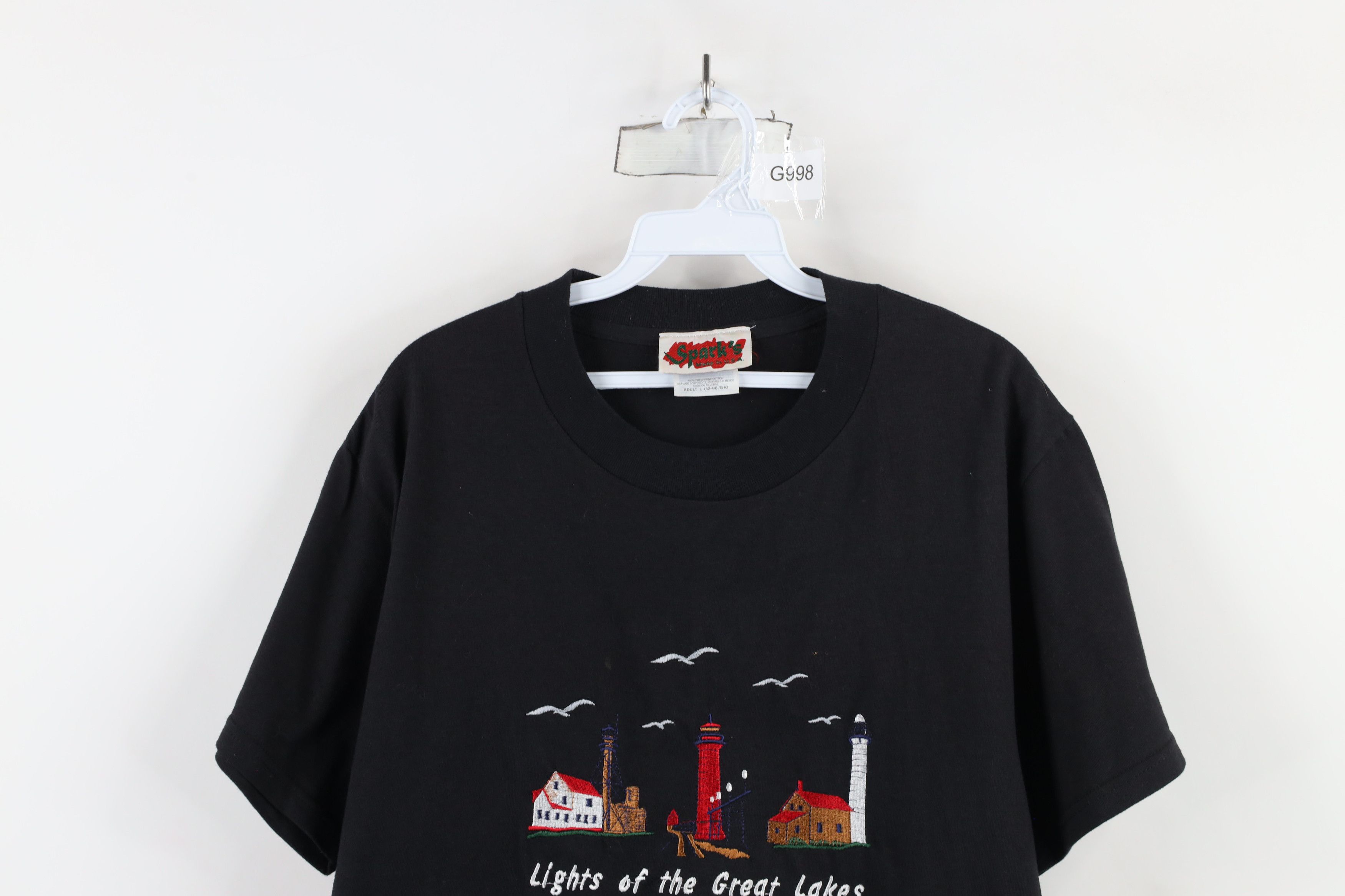 Vintage Vintage 90s Streetwear Great Lakes Lighthouse T-Shirt Black Size US L / EU 52-54 / 3 - 2 Thumbnail