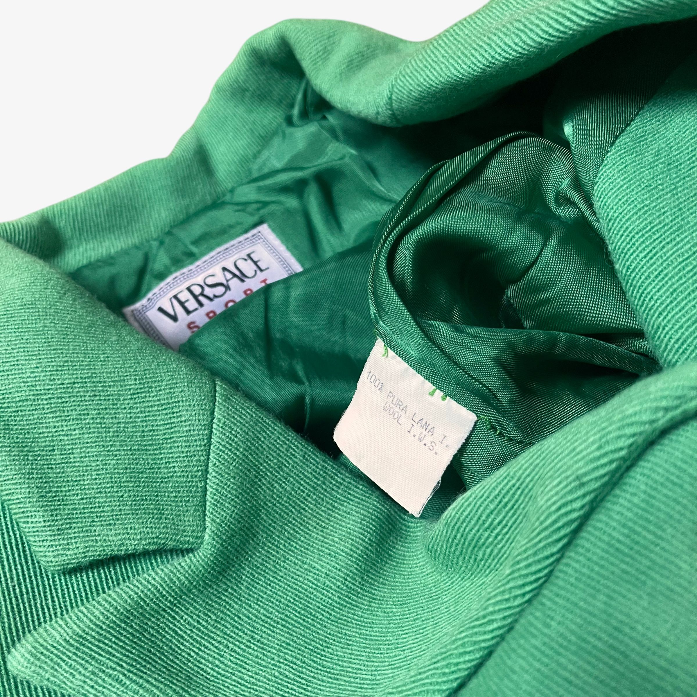 Versace Vintage 70s Women's Versace Sport 1978 Green Wool Blazer Size S / US 4 / IT 40 - 5 Thumbnail