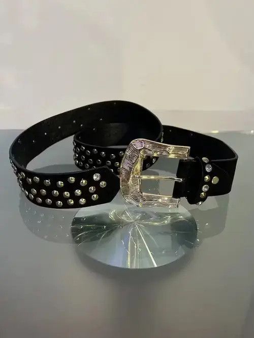 Japanese Brand × Vintage Rhinestone Gold Buckle Belt Size ONE SIZE - 2 Thumbnail