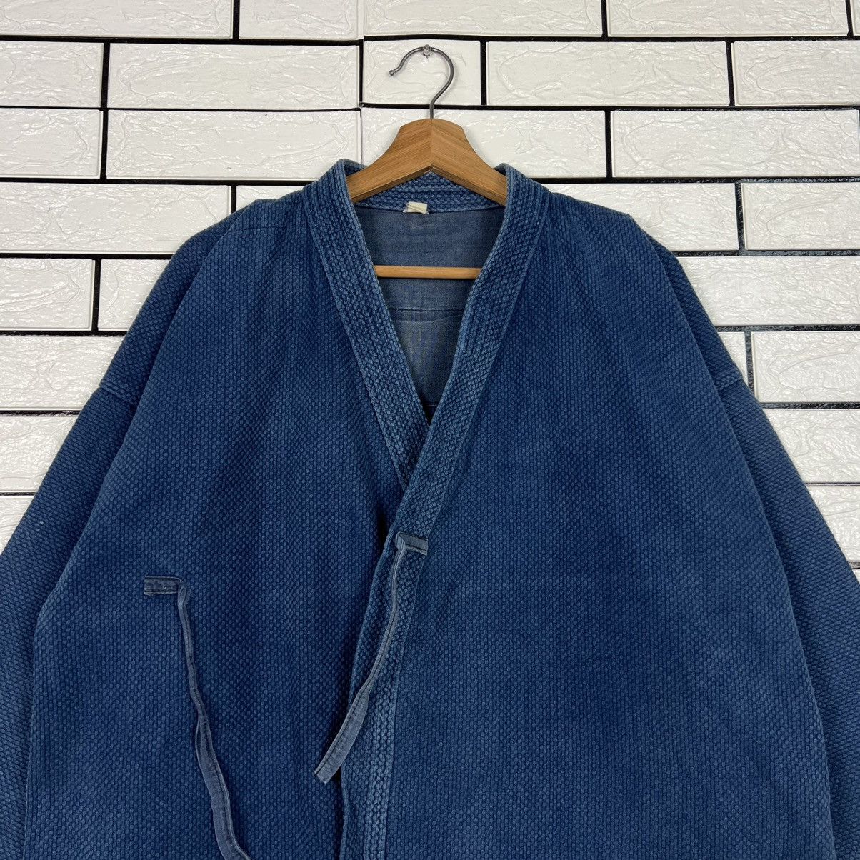 Japanese Brand Vintage Blue Indigo Sashiko Thick Weave Kimono #4113-C187 Size US XL / EU 56 / 4 - 2 Thumbnail