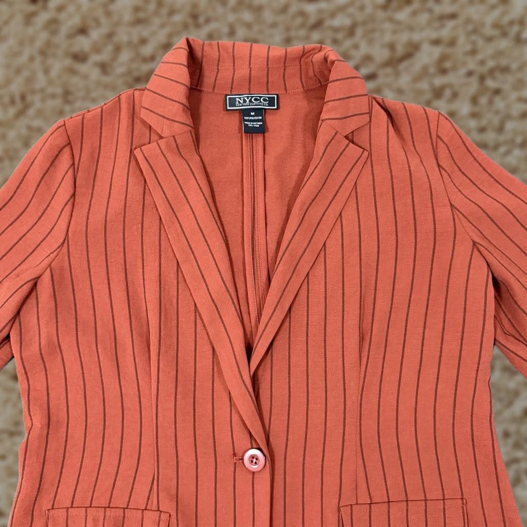 Vintage NYCC Striped Blazer Shirt Women Medium Orange Vintage No Size M / US 6-8 / IT 42-44 - 1 Thumbnail