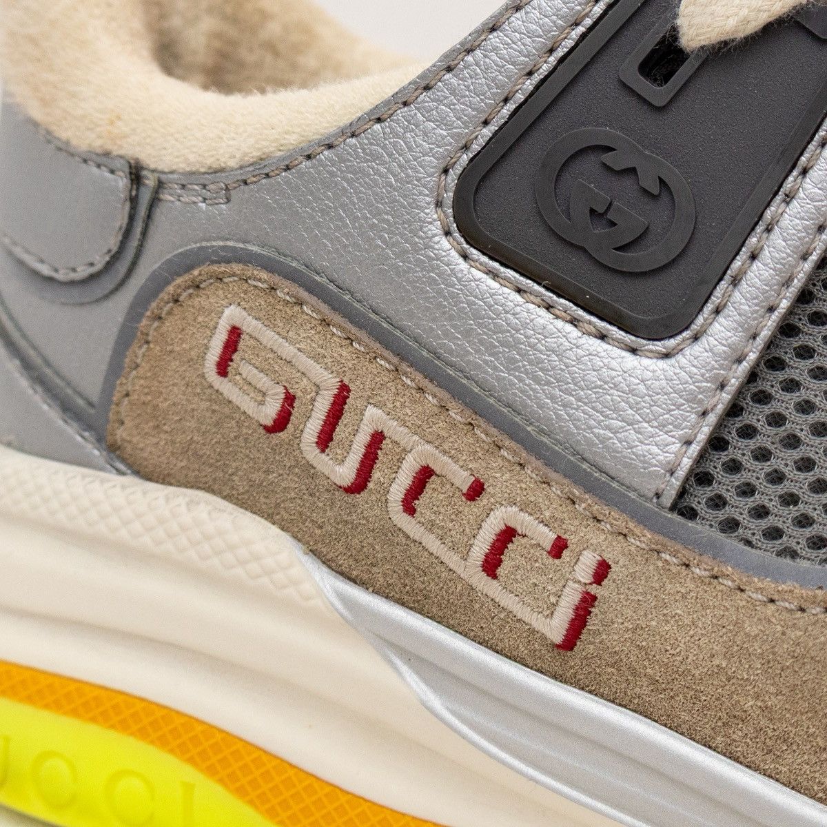 Gucci Gucci Grey / Beige Suede and Mesh Ultrapace Sneakers SizeUS9 Size US 9 / EU 42 - 10 Thumbnail