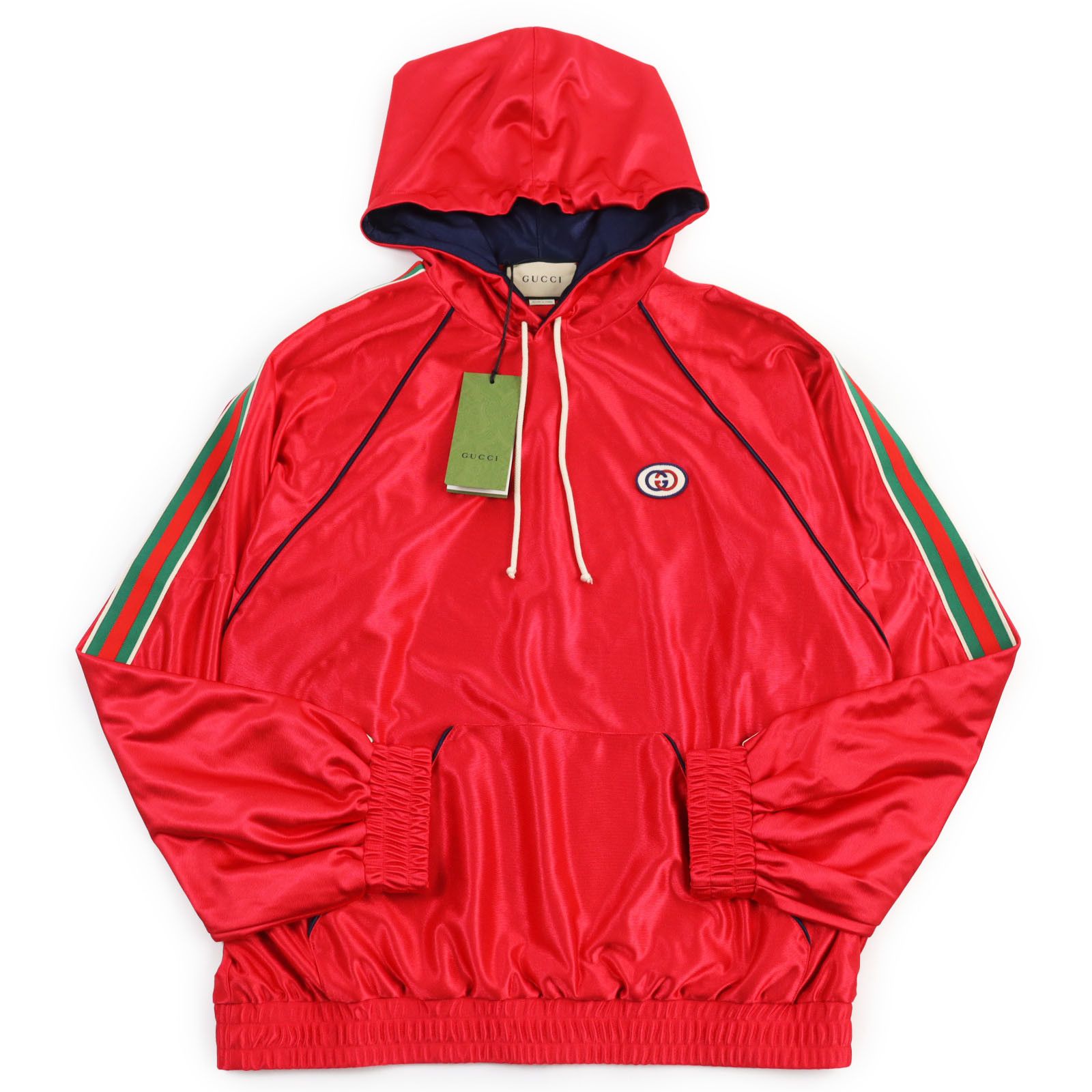 Gucci Gucci GUCCI Hooded Shiny Jersey Pullover Red M Plastic 