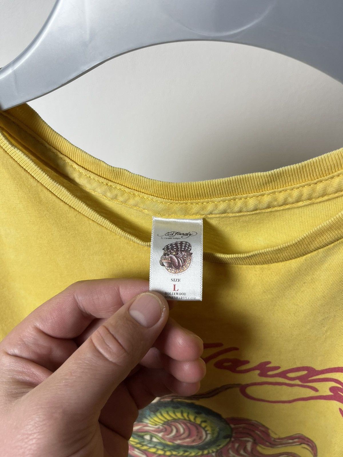 Ed Hardy × Vintage Ed Hardy Yellow Graphic Longline Tee Dress Women’s L Size L / US 10 / IT 46 - 4 Thumbnail