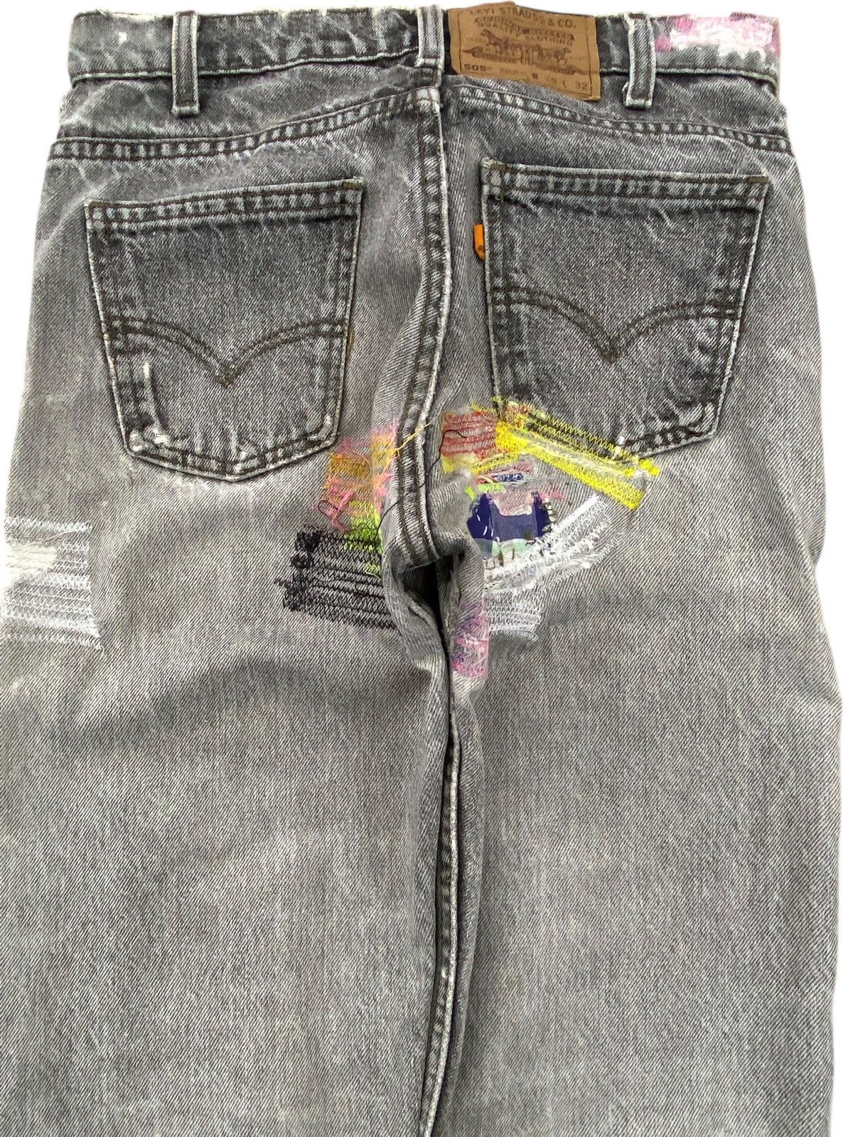 Levi's Levi’s Multicoloured Patched Repair Straight Leg Jeans Size US 28 / EU 44 - 4 Thumbnail