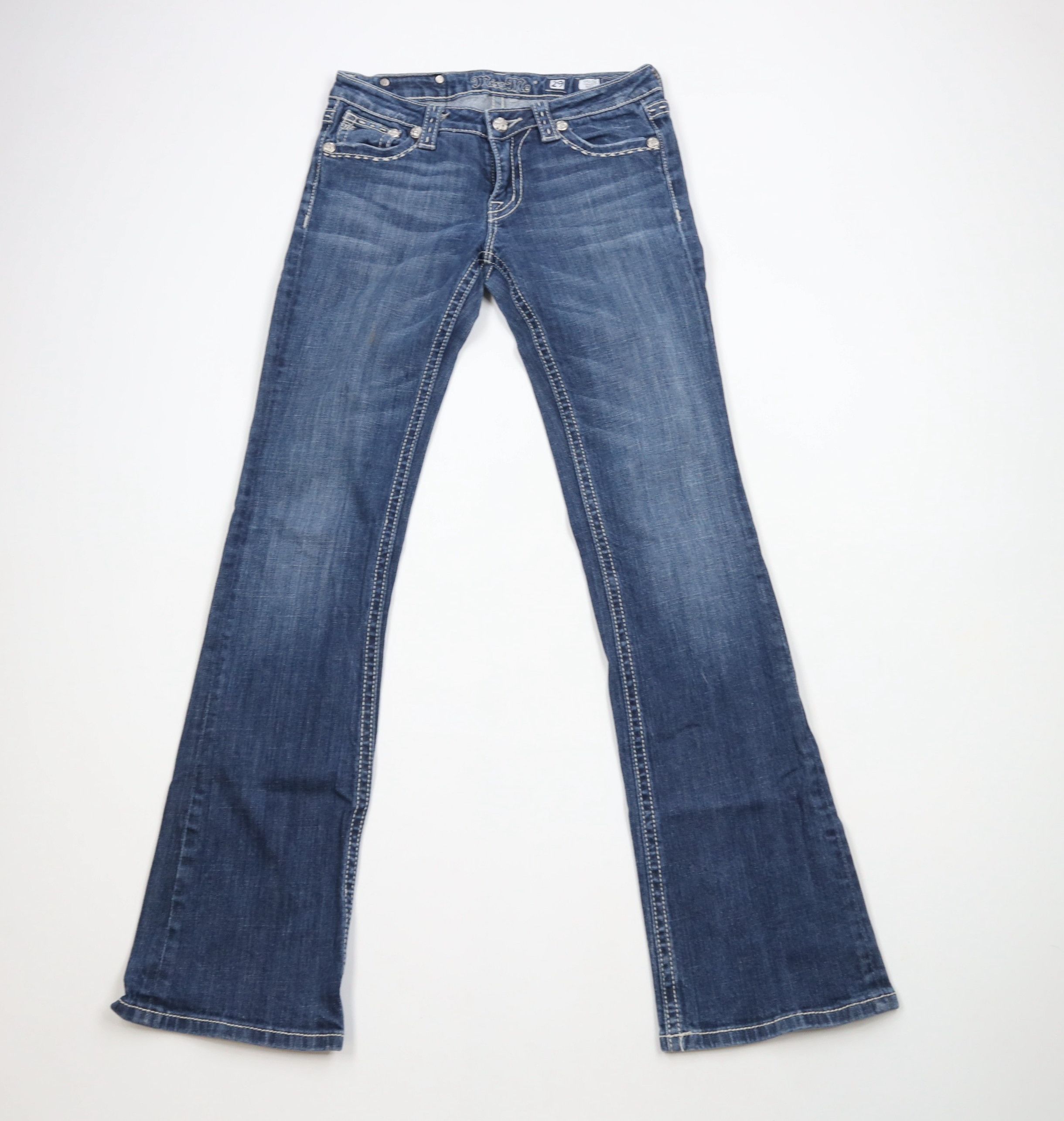 Miss Me × Vintage Miss Me Stitch Fleur de Lis Flared Bootcut Denim Jeans Blue Size 29" - 1 Thumbnail