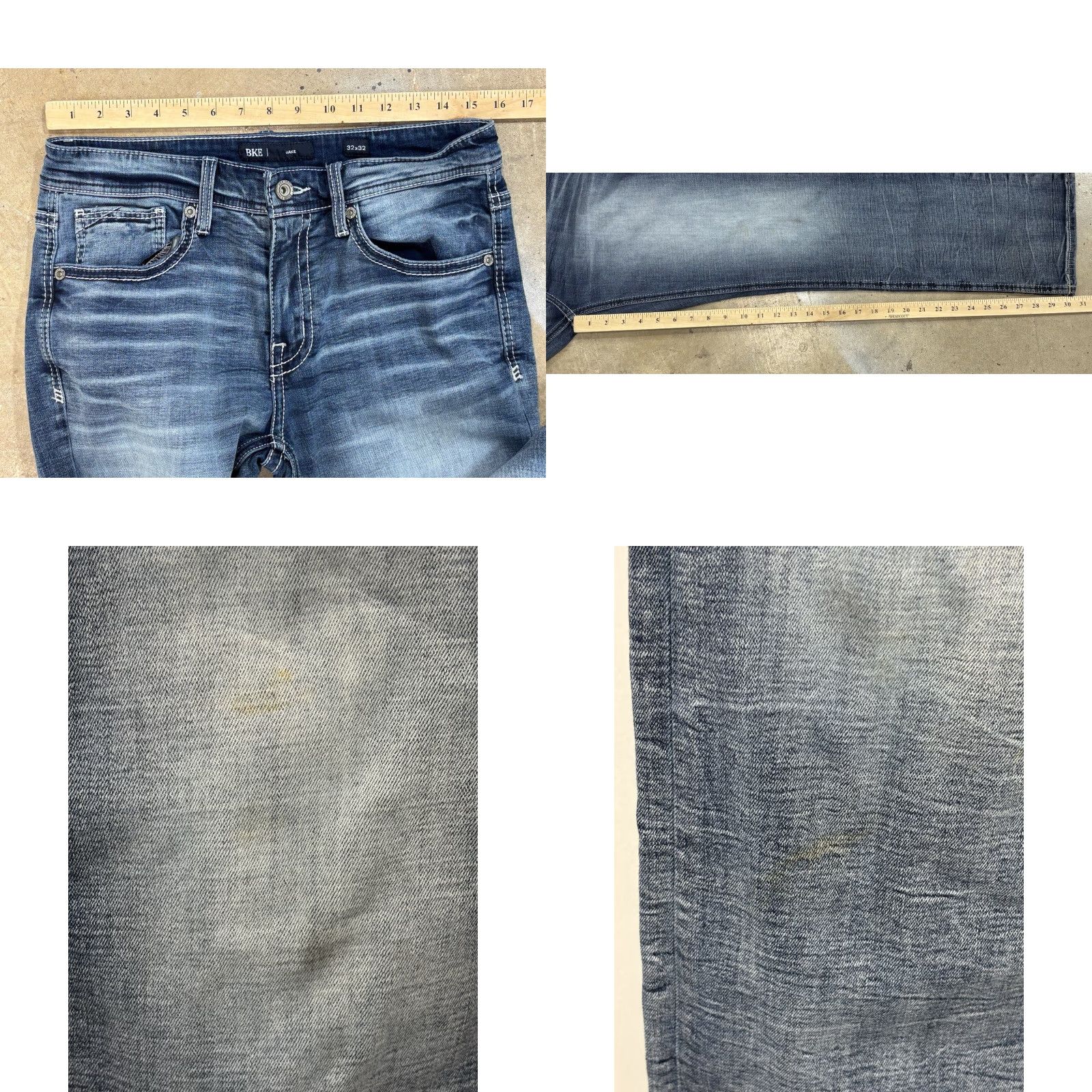 BKE BKE Jake Jeans Mens 32x32 32x30.5 Blue Denim Straight Leg Medium Wash 5-Pocket Style Belt Loops Regular Rise Mid Inseam 30.5 Cotton Denim Jacket? Size US 32 / EU 48 - 8 Thumbnail