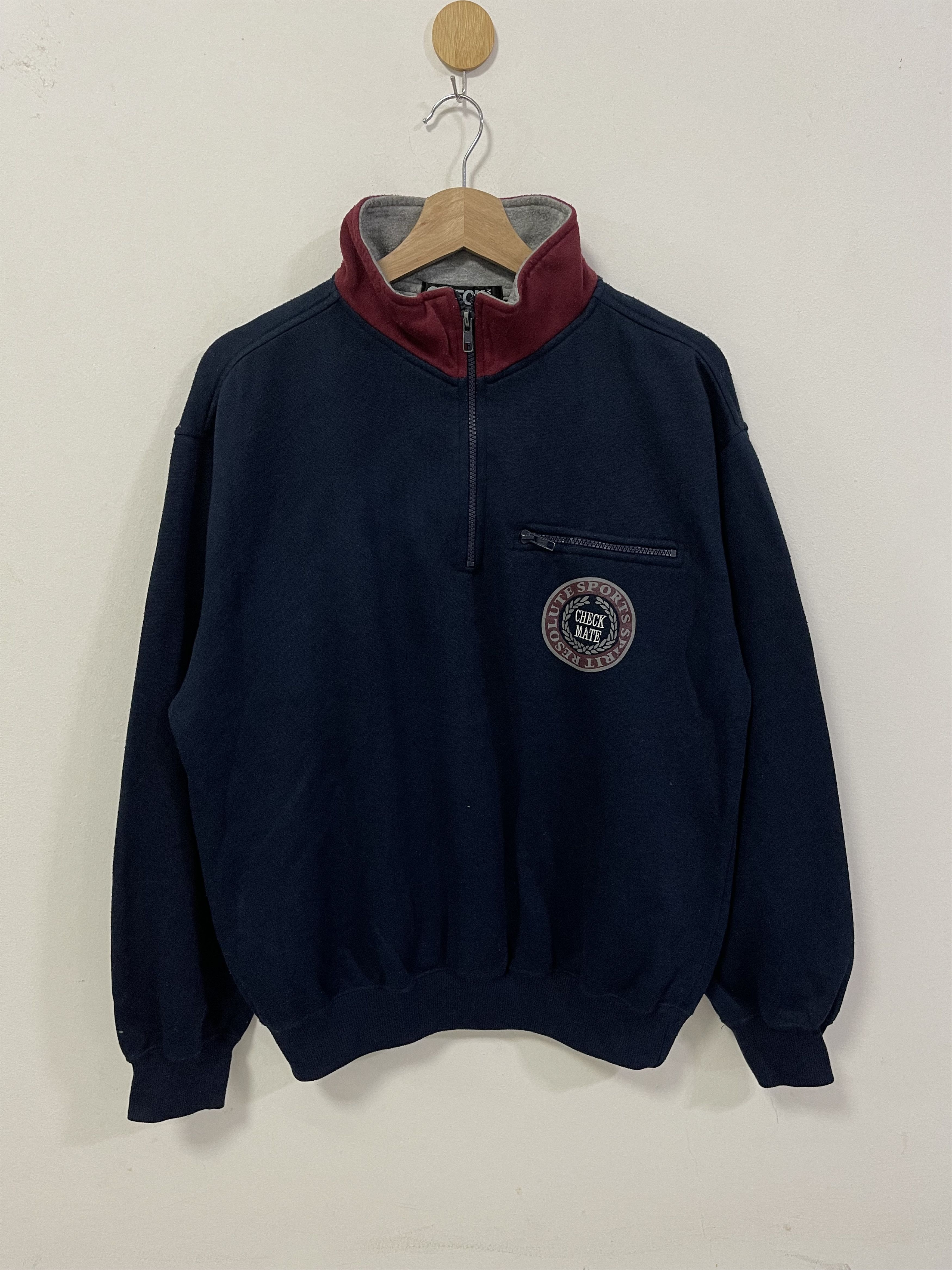 Japanese Brand × Vintage Vintage Check Mate Mini Logo Half Zip Sweatshirt Size US M / EU 48-50 / 2 - 2 Thumbnail