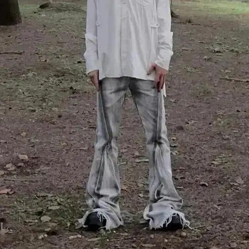 Japanese Brand VIBE Streetwear Dirty Gradient Baggy White Jeans Size US 32 / EU 48 - 8 Thumbnail